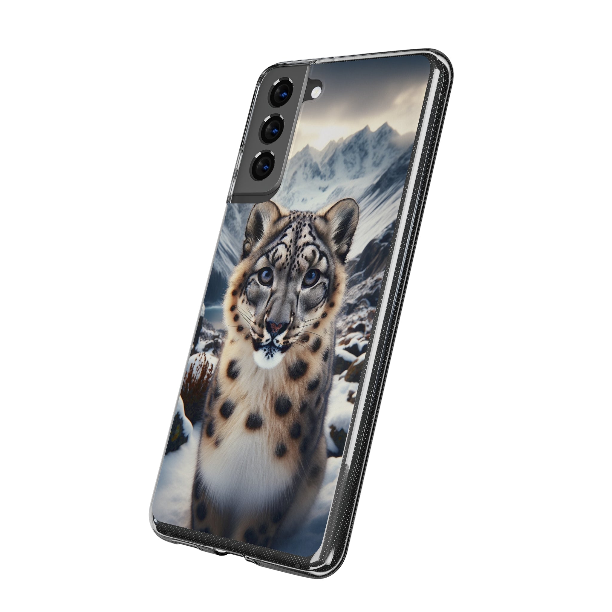 Curious Snow Leopard - Soft Phone Case