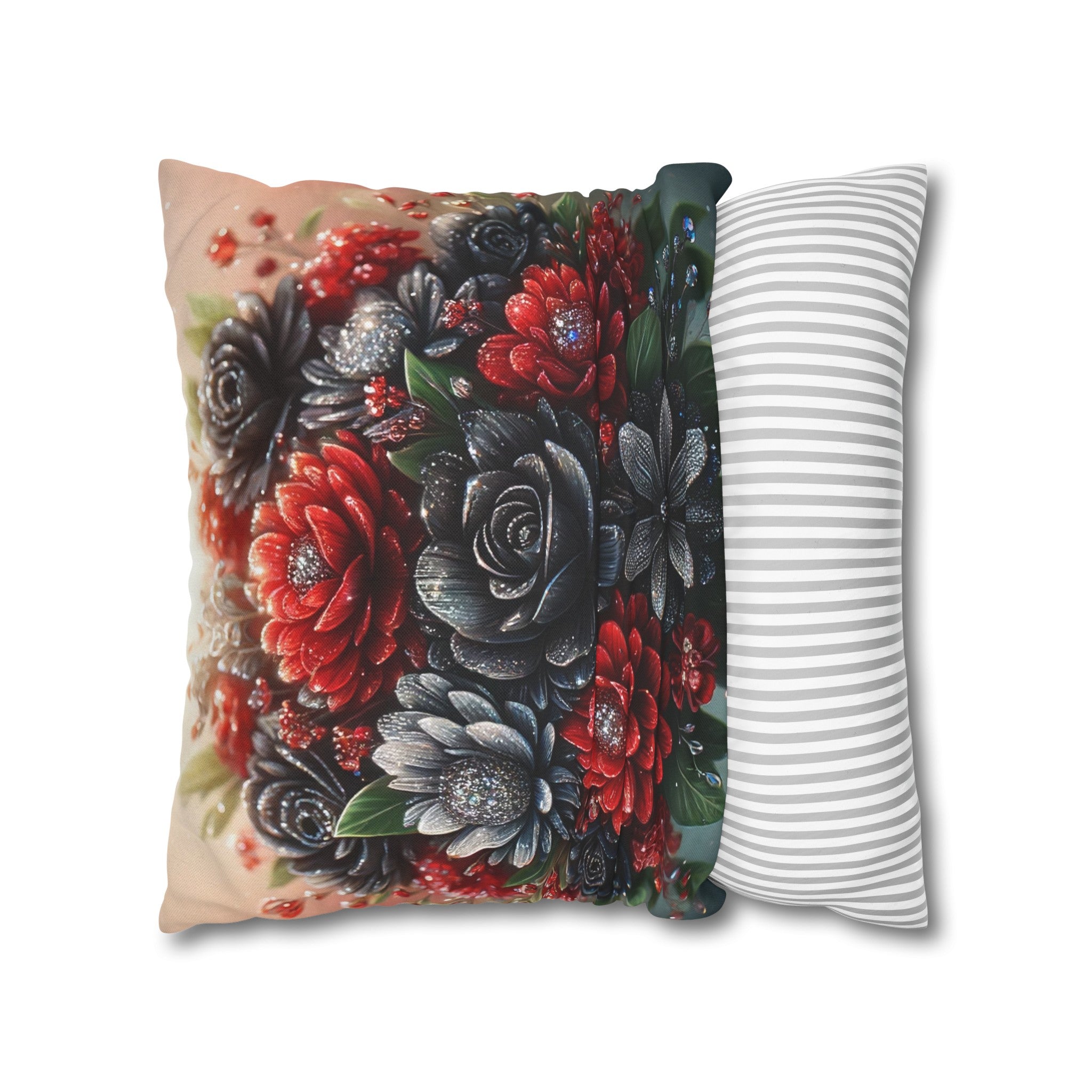 Black-Red Bouquet (1) - Polyester Square Pillowcase