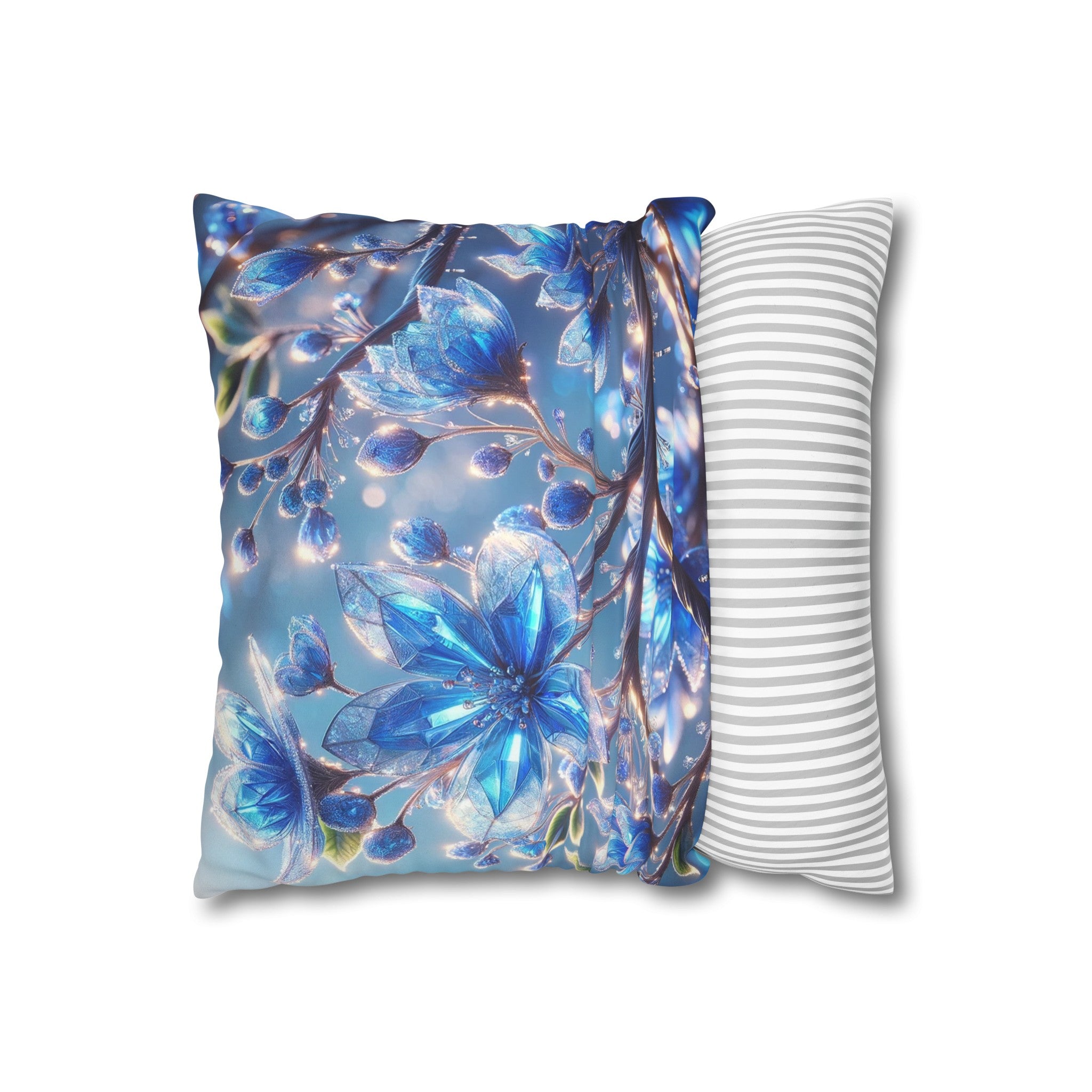 Blue, diamond flowers (5) - Suede Square Pillowcase