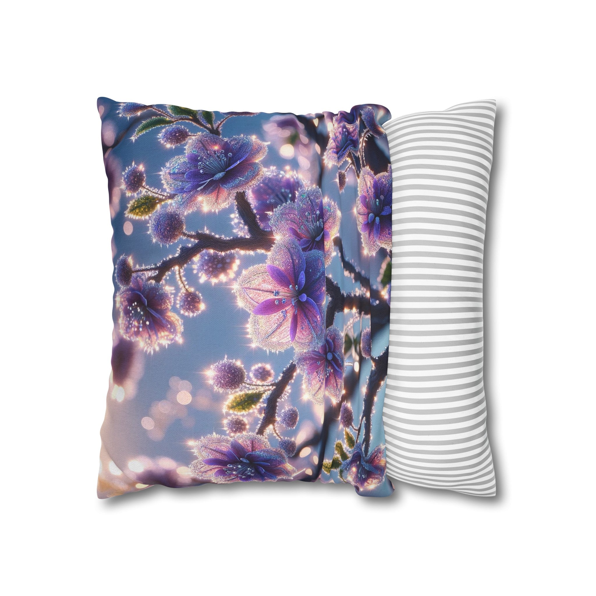 Purple diamond flowers (1) -  Polyester Square Pillowcase