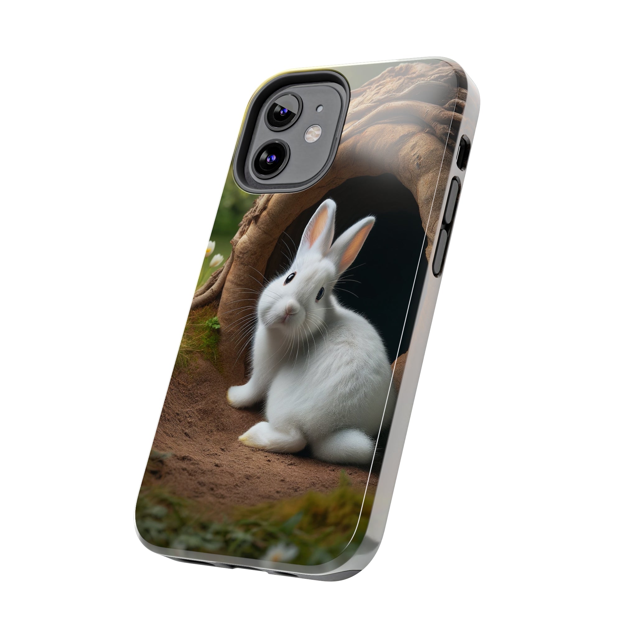 White curious rabbit - Tough Phone Case