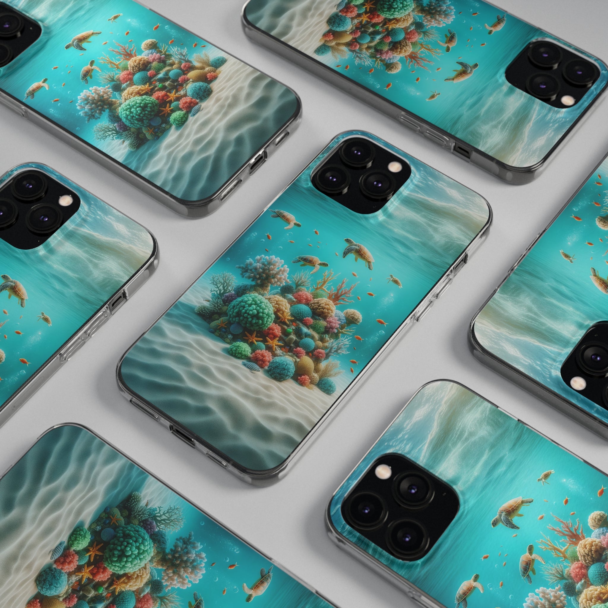 Turtles on coral reef - Soft Phone Case