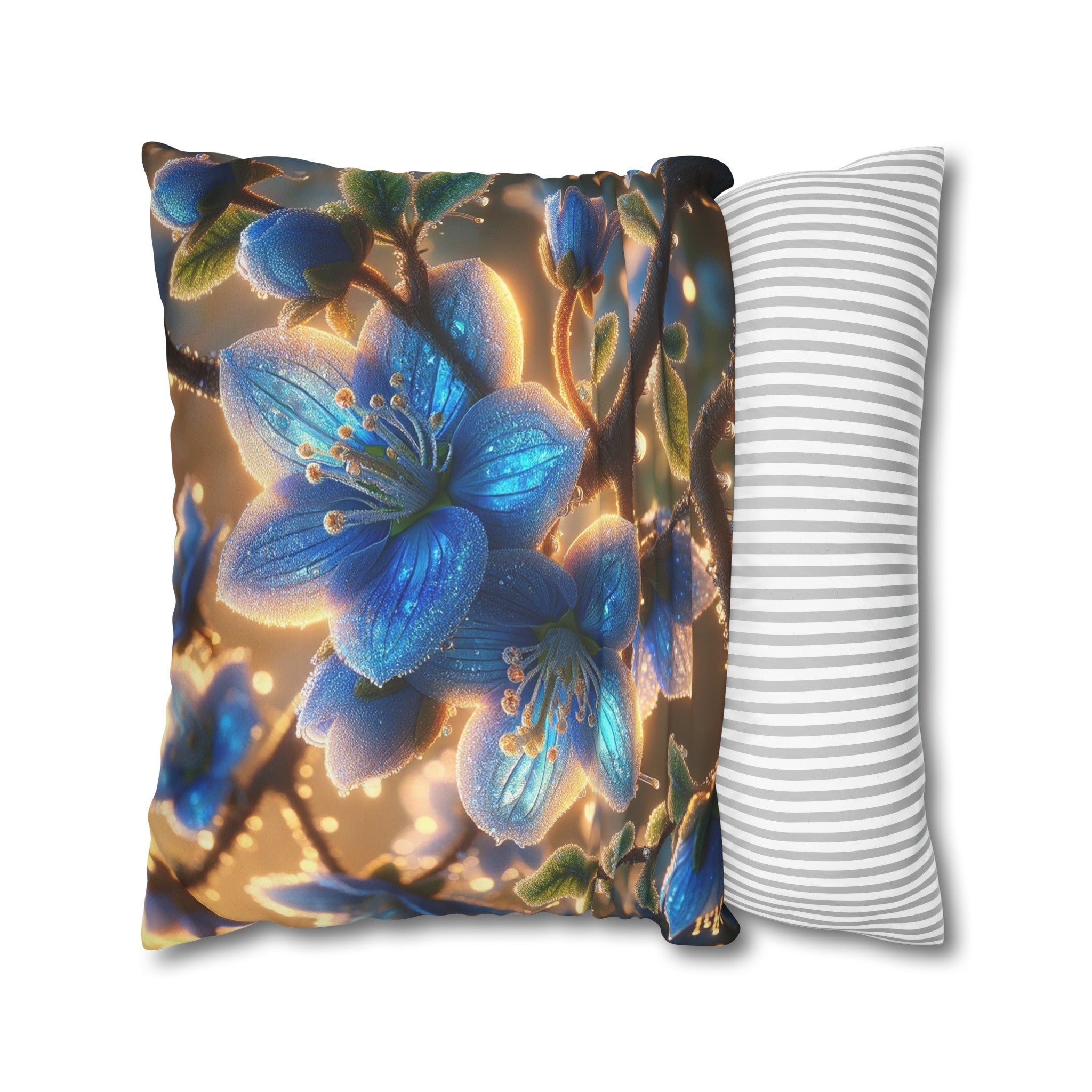 Blue, diamond flowers (3) - Suede Square Pillowcase