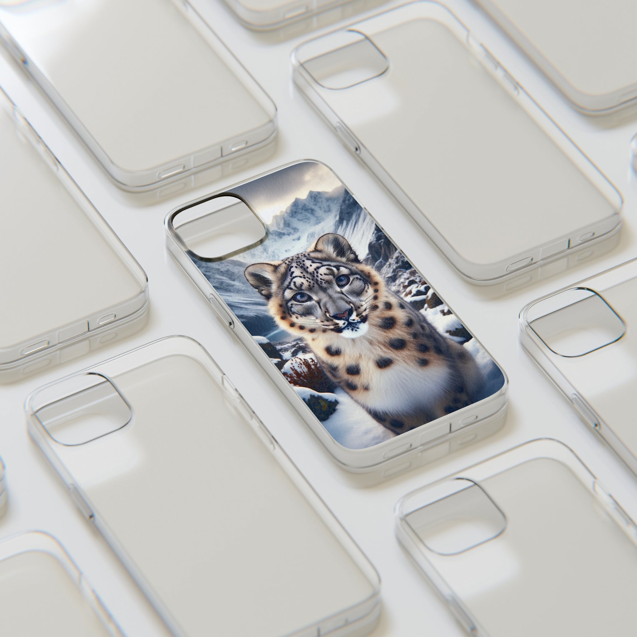 Curious Snow Leopard - Soft Phone Case