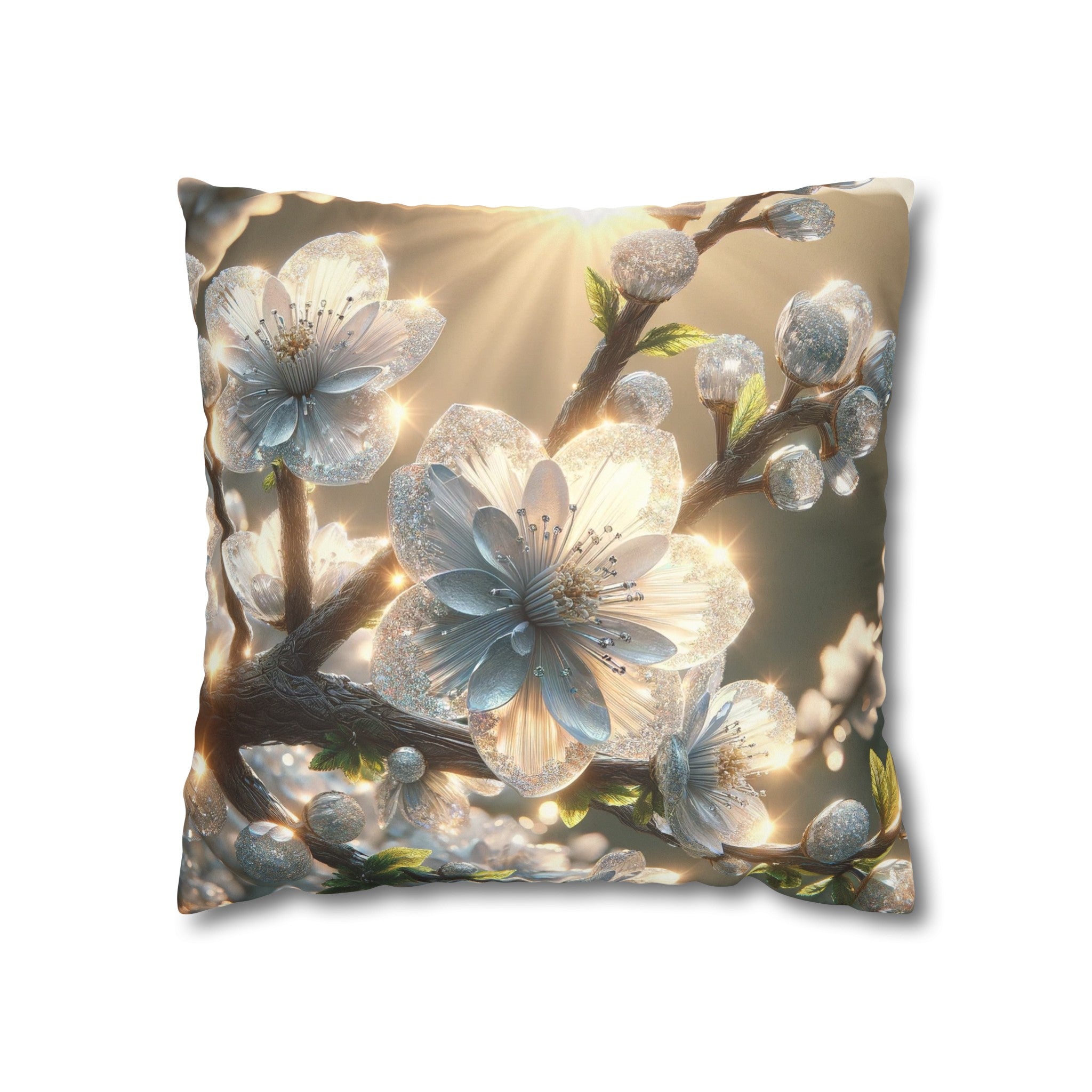 White, diamond flowers (2) - Suede Square Pillowcase