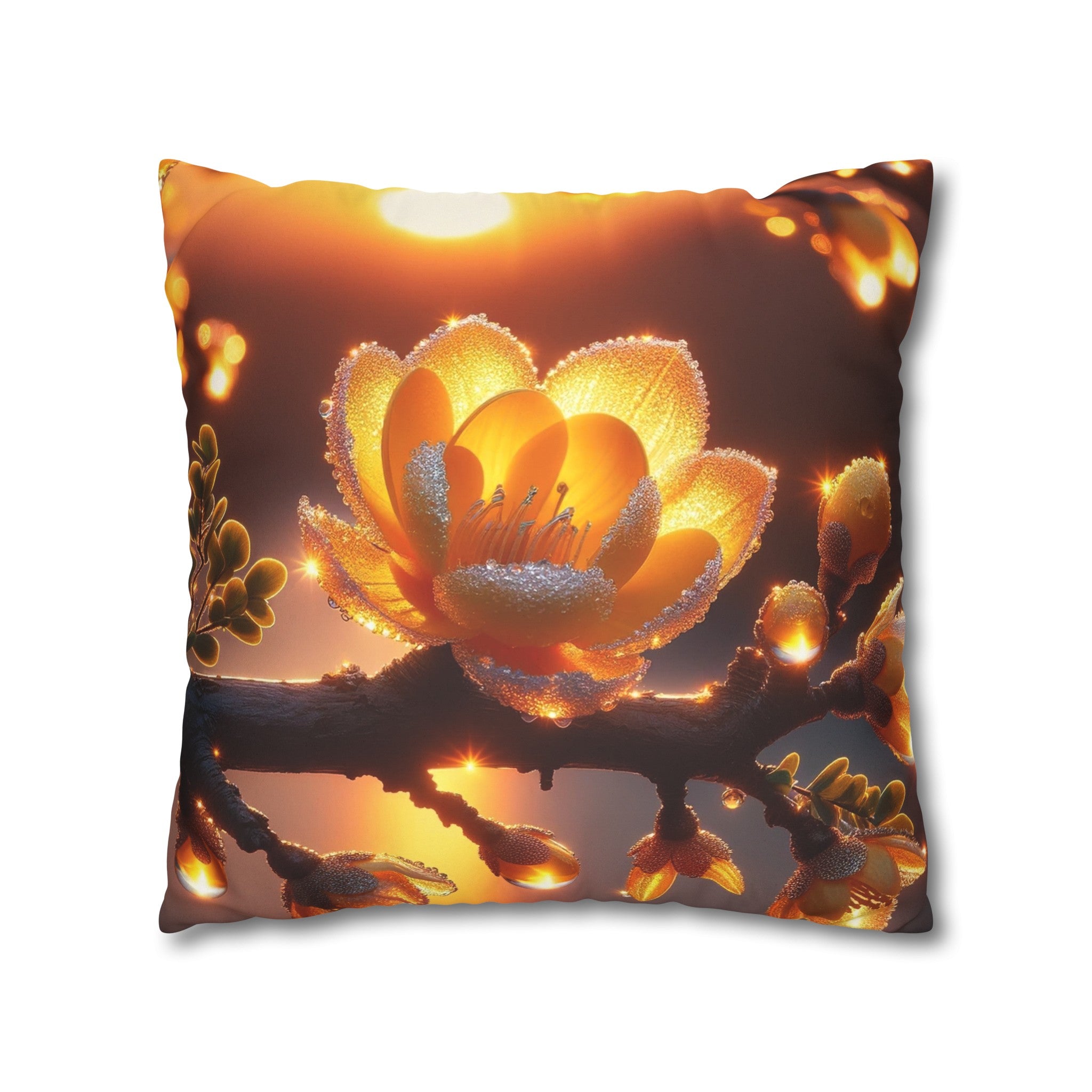 Yellow, diamond flowers (1) - Suede Square Pillowcase