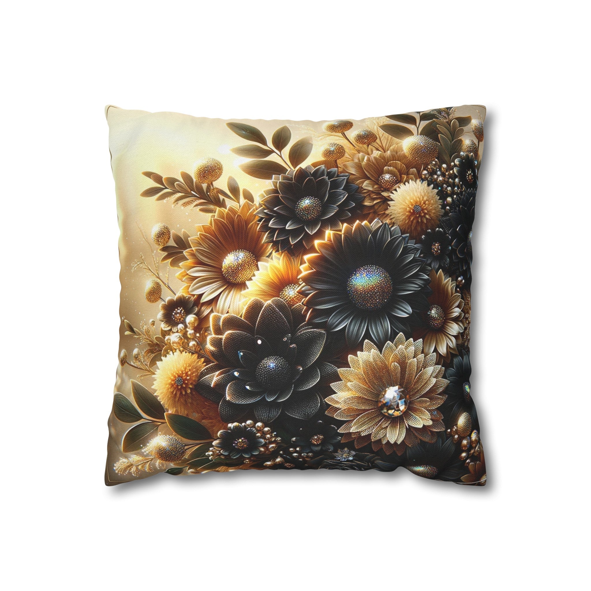 Black-golden Bouquet (2) - Polyester Square Pillowcase