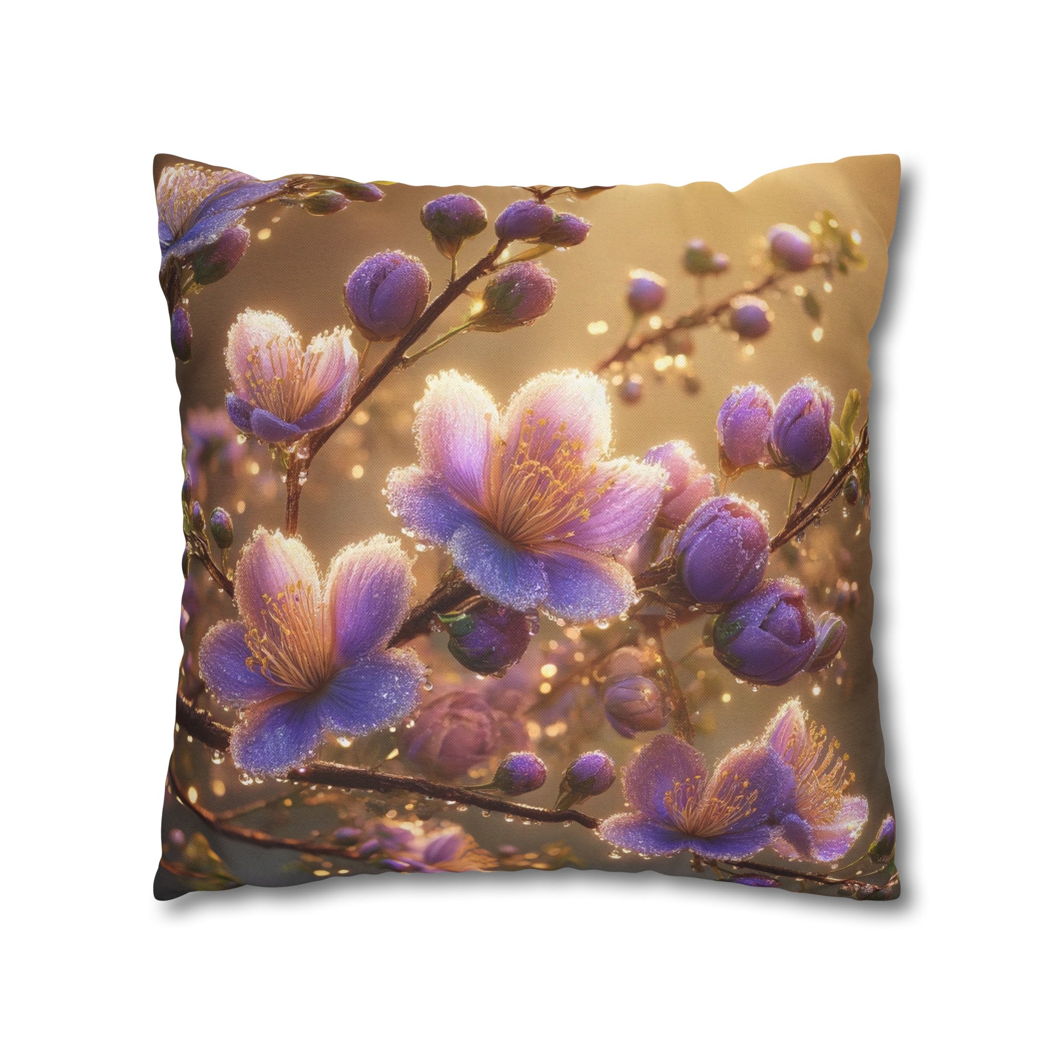 Purple diamond flowers (3) - Polyester Square Pillowcase