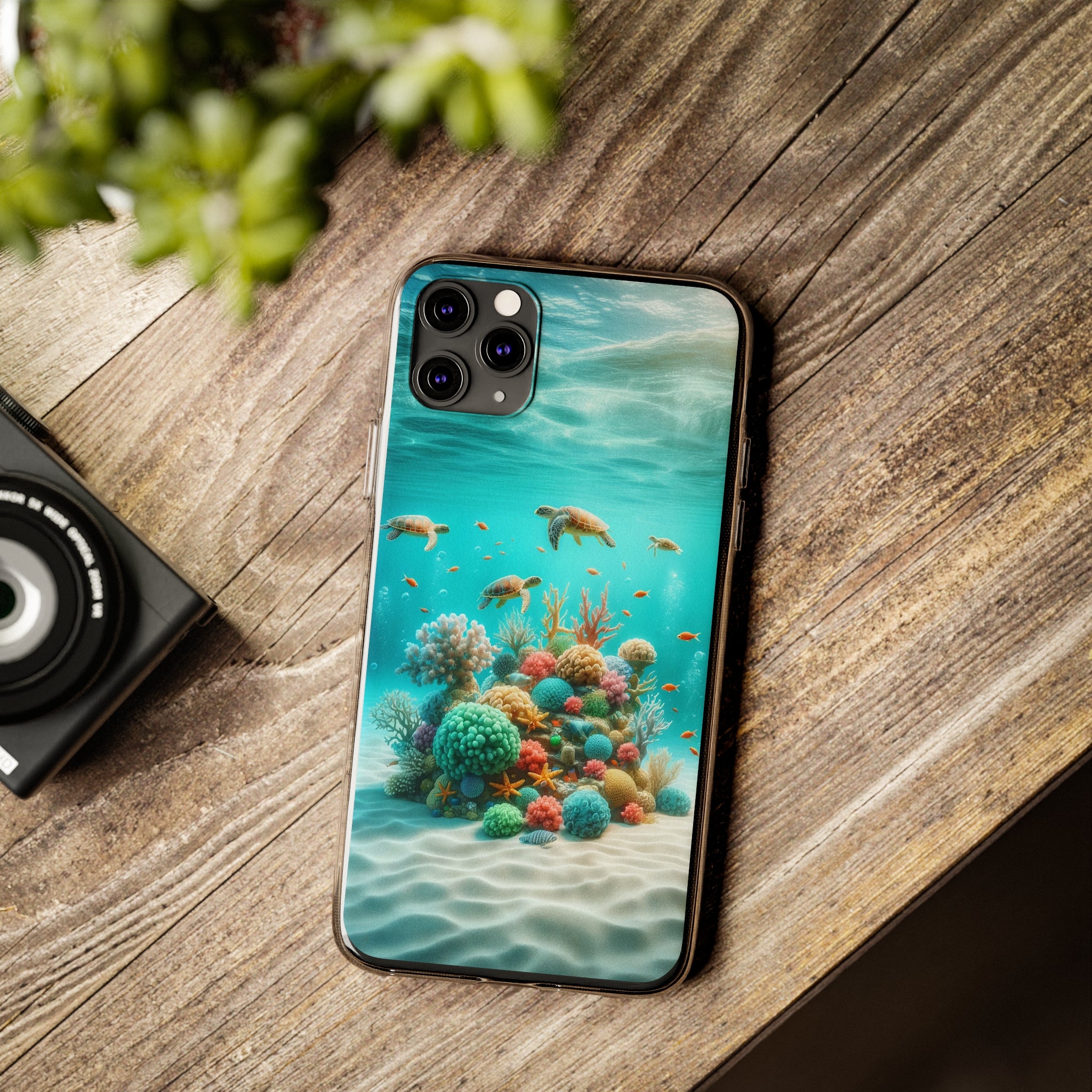 Turtles on coral reef - Soft Phone Case