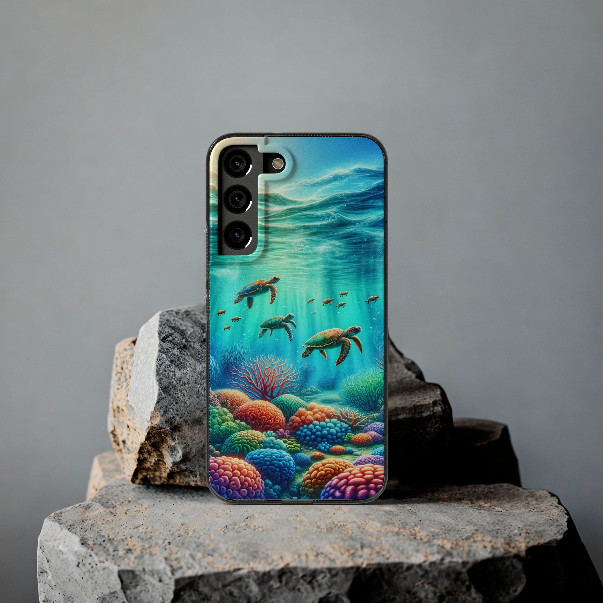 Turtles and coral reef - Soft Phone Case