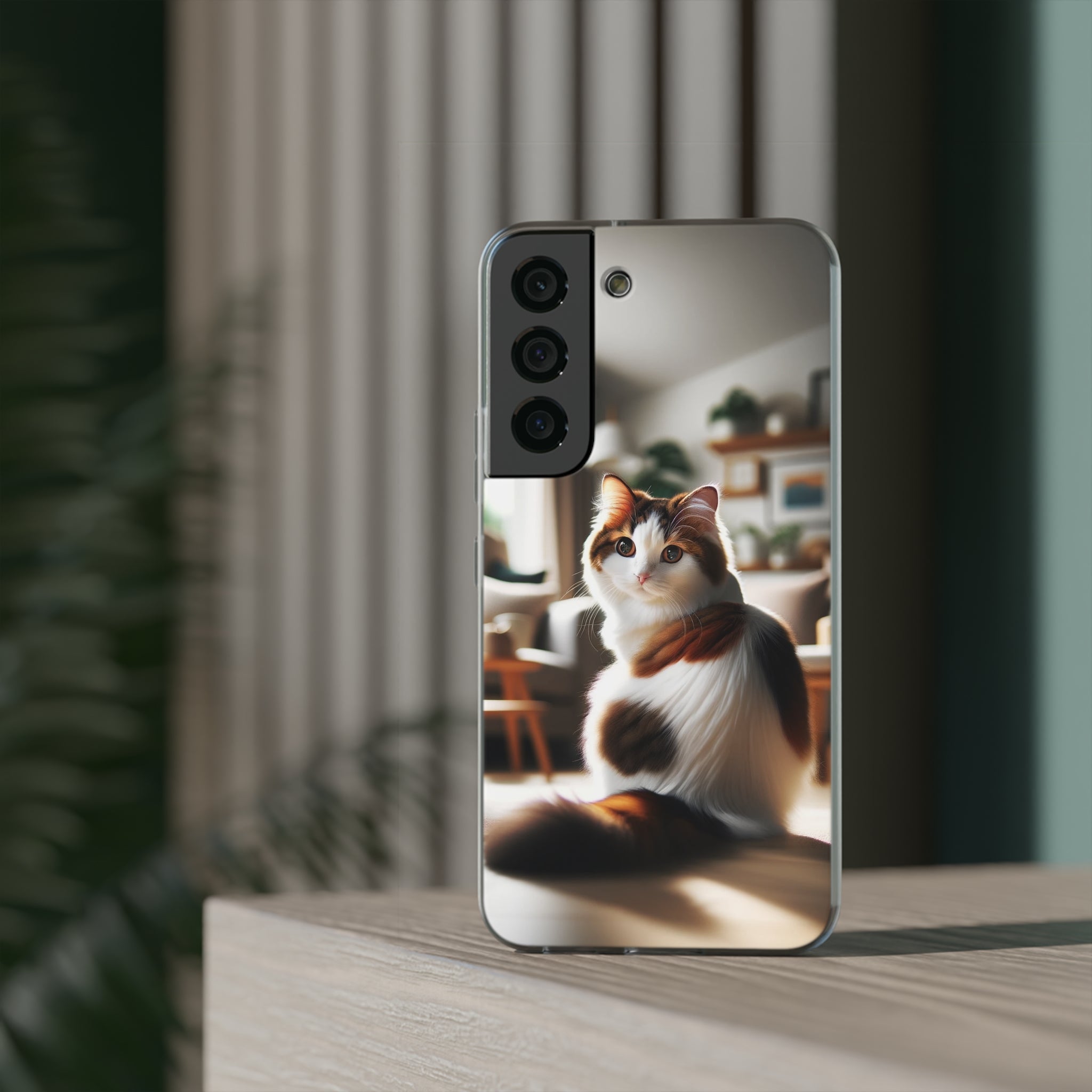 Curious, white-brown cat - Flexi Case (Samsung only)