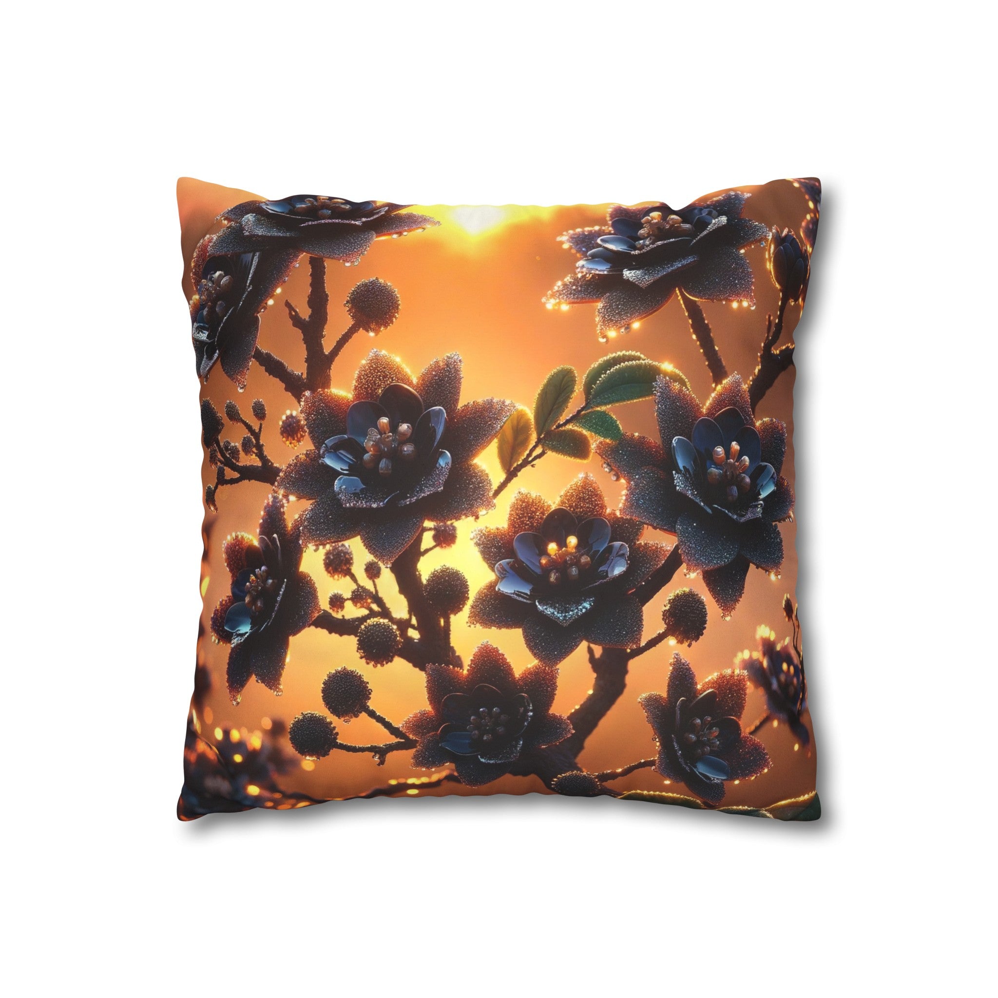 Black diamond flowers (3) - Suede Square Pillowcase