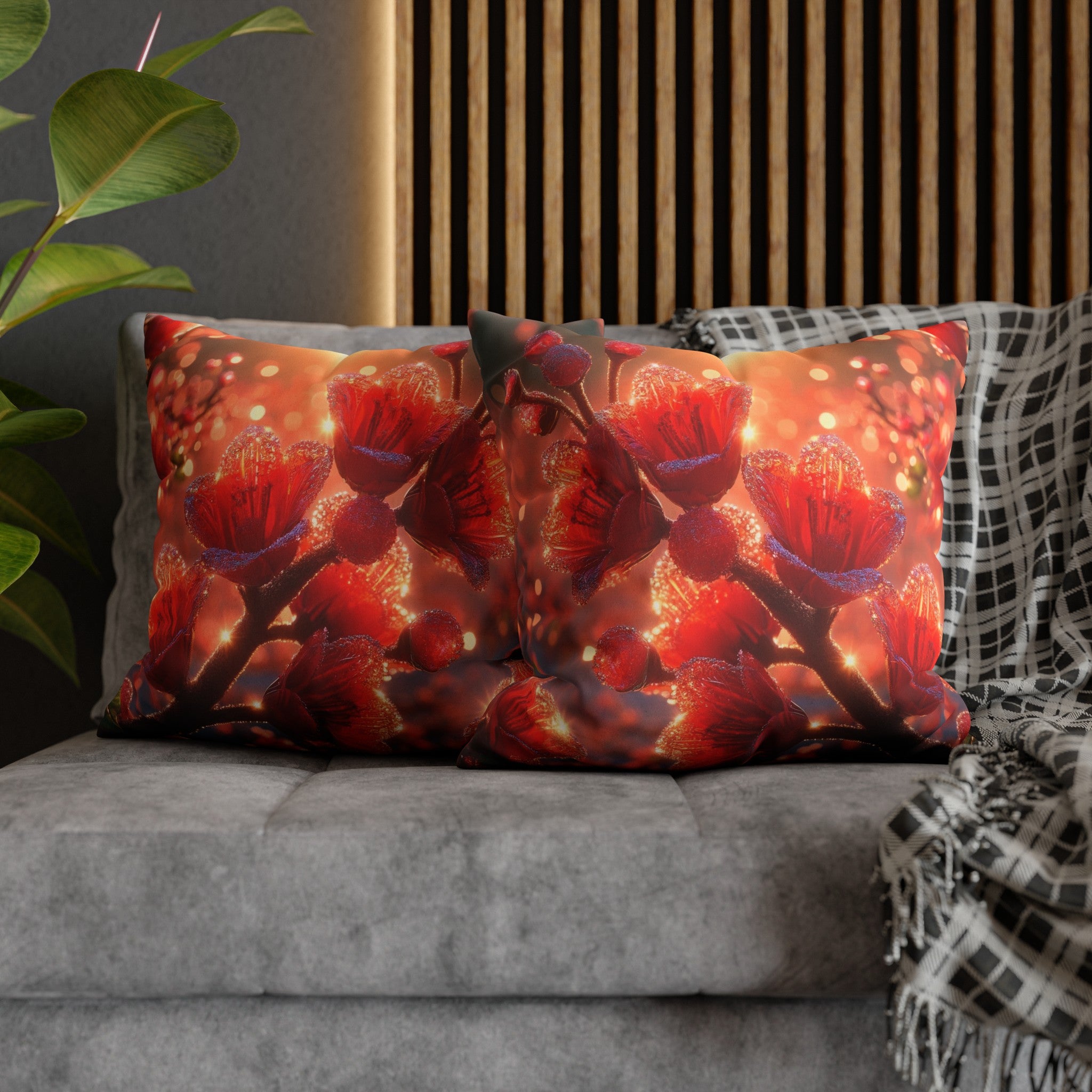 Red diamond flowers (2) - Suede Square Pillowcase