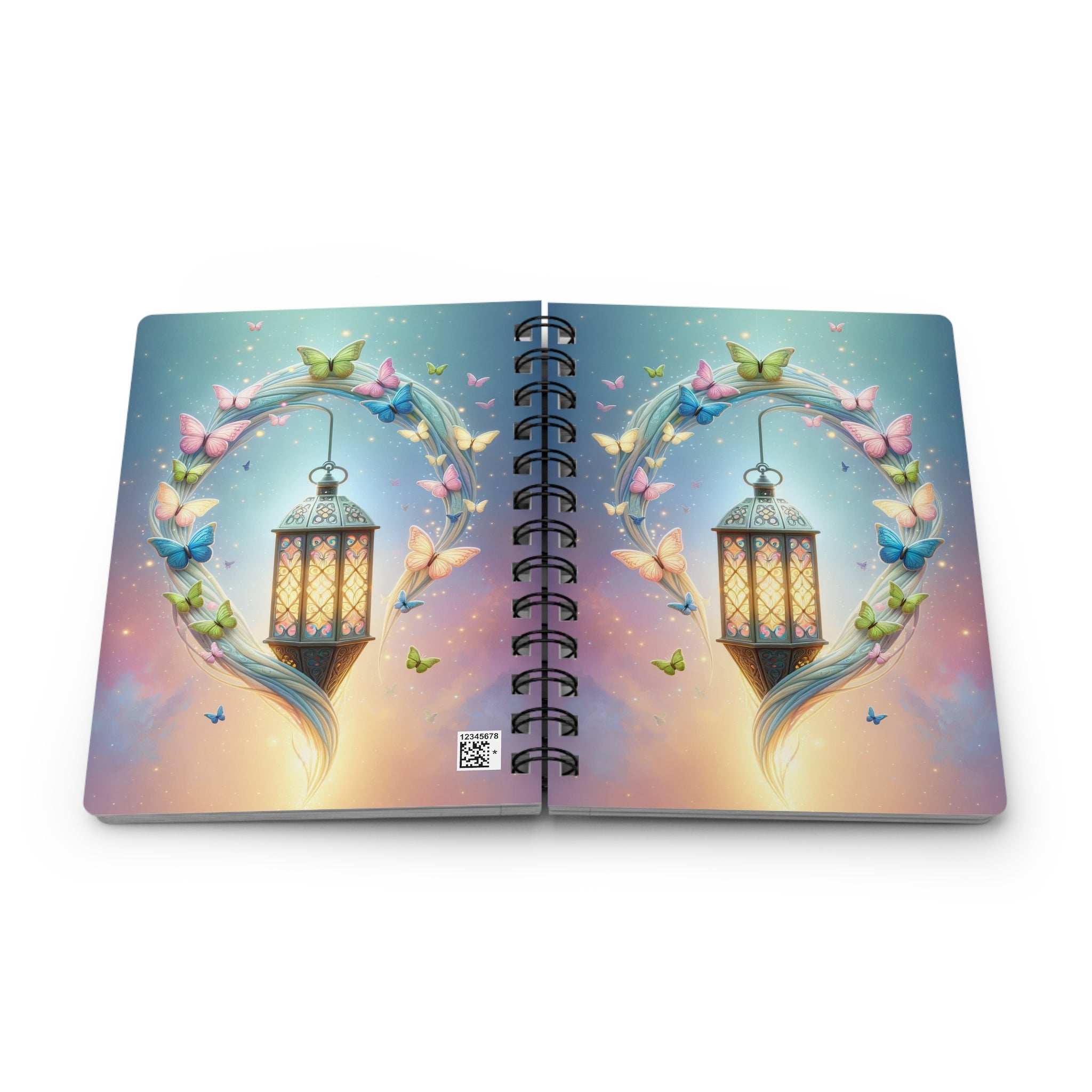 Lamp with coloured butterflies - Spiral Notebook