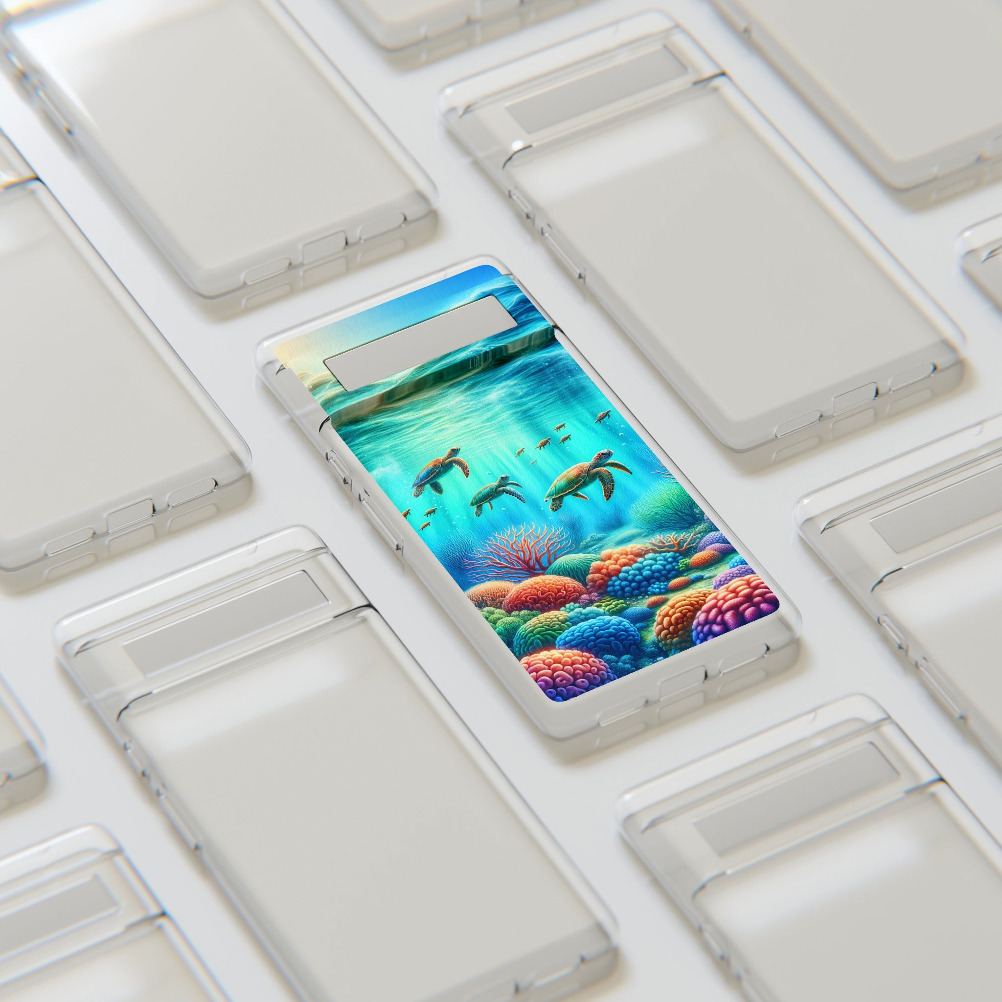 Turtles and coral reef - Soft Phone Case