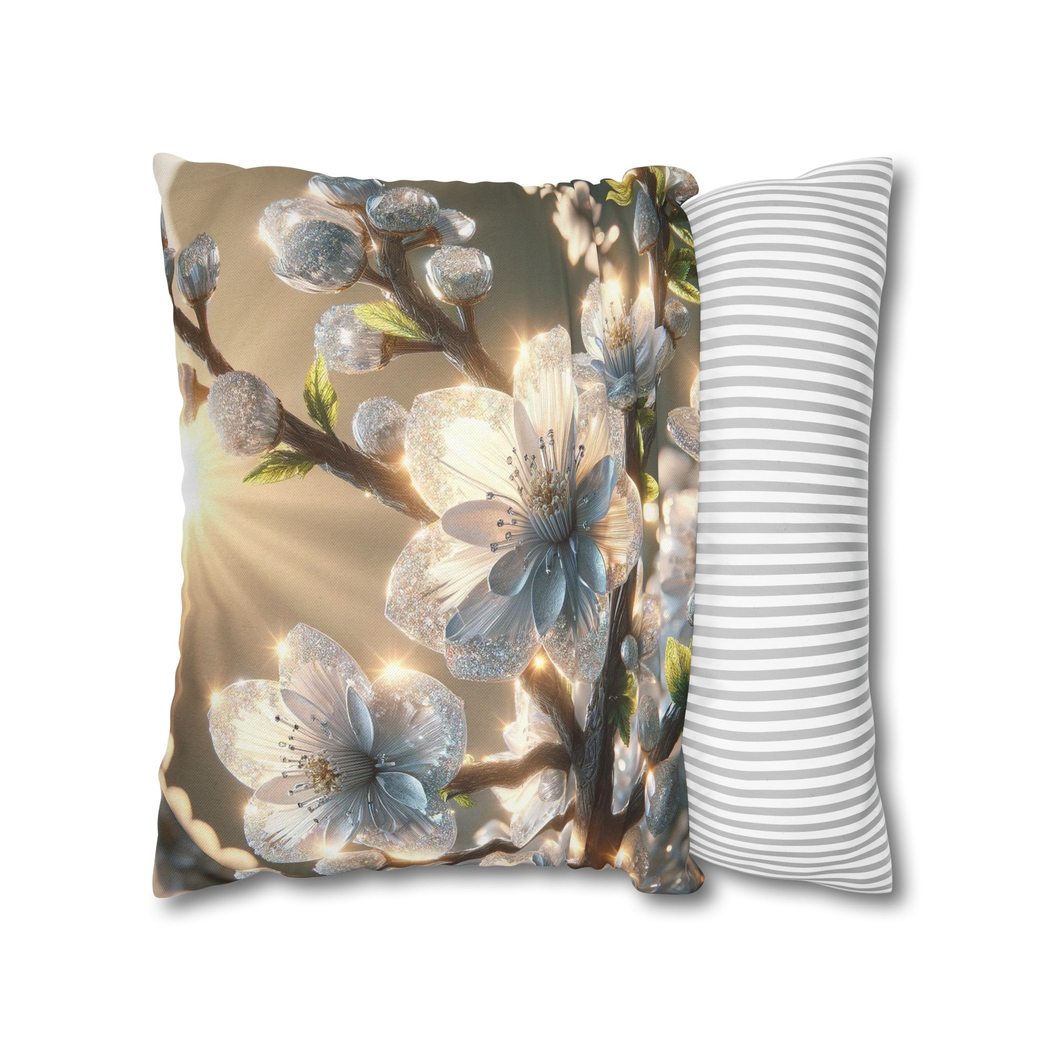 White diamond flowers (2) - Polyester Square Pillowcase