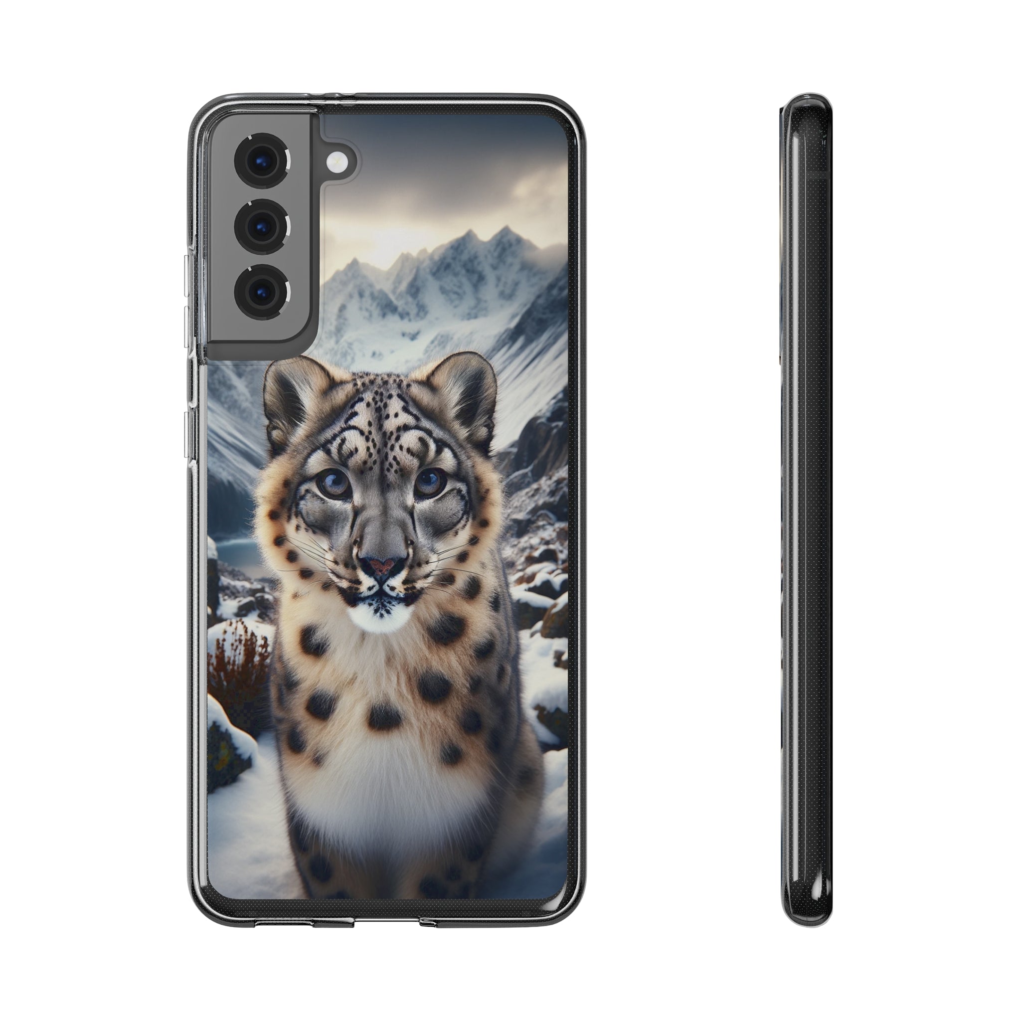 Curious Snow Leopard - Soft Phone Case