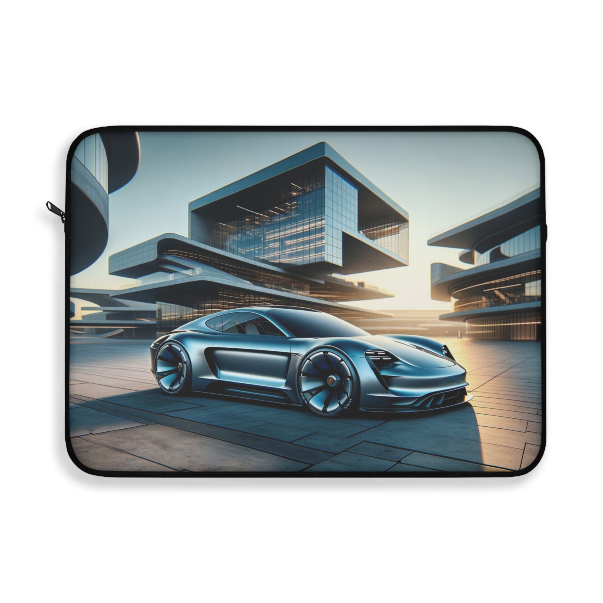 Blue car and buildings - Laptop Sleeve