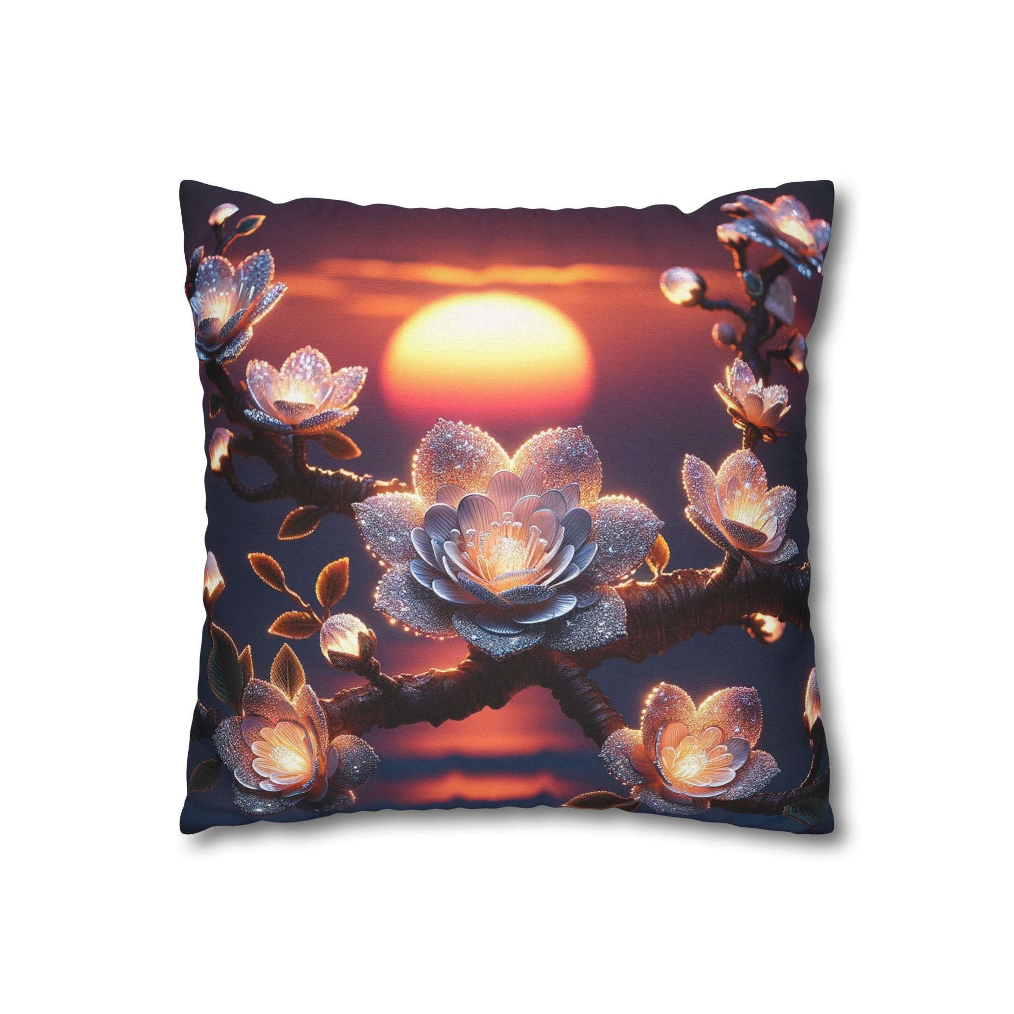 White diamond flowers (6) - Polyester Square Pillowcase