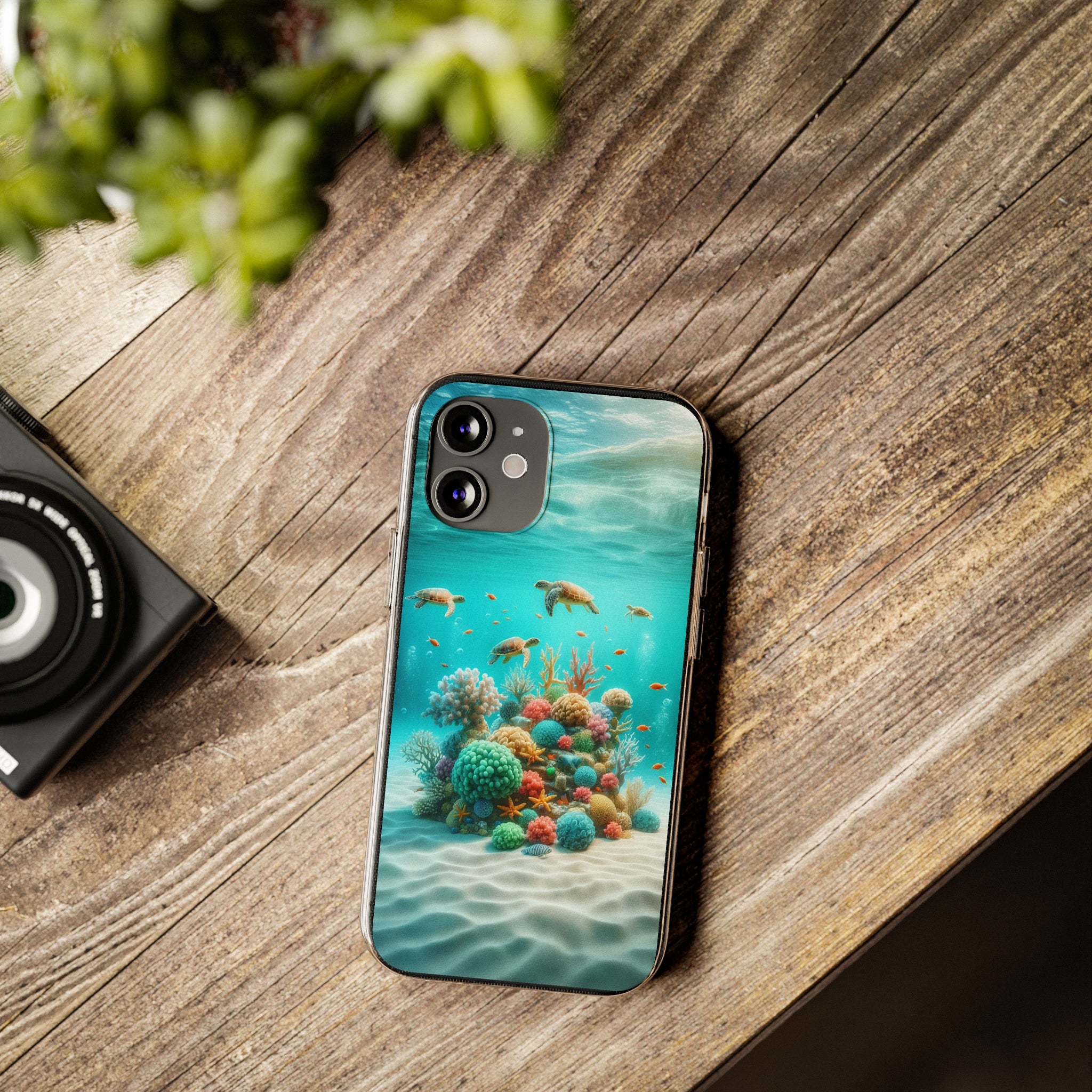 Turtles on coral reef - Soft Phone Case