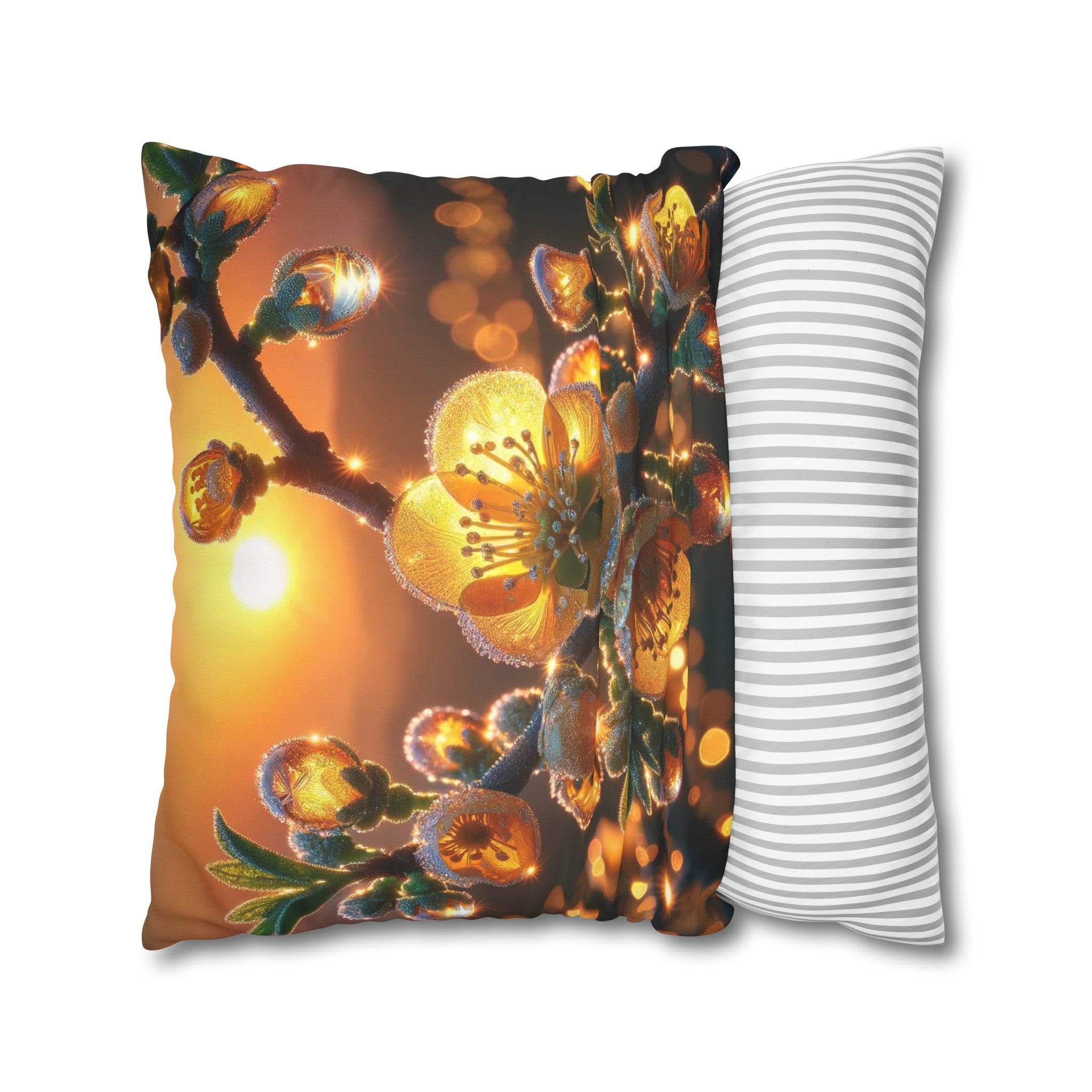 Yellow diamond flowers (2) - Suede Square Pillowcase