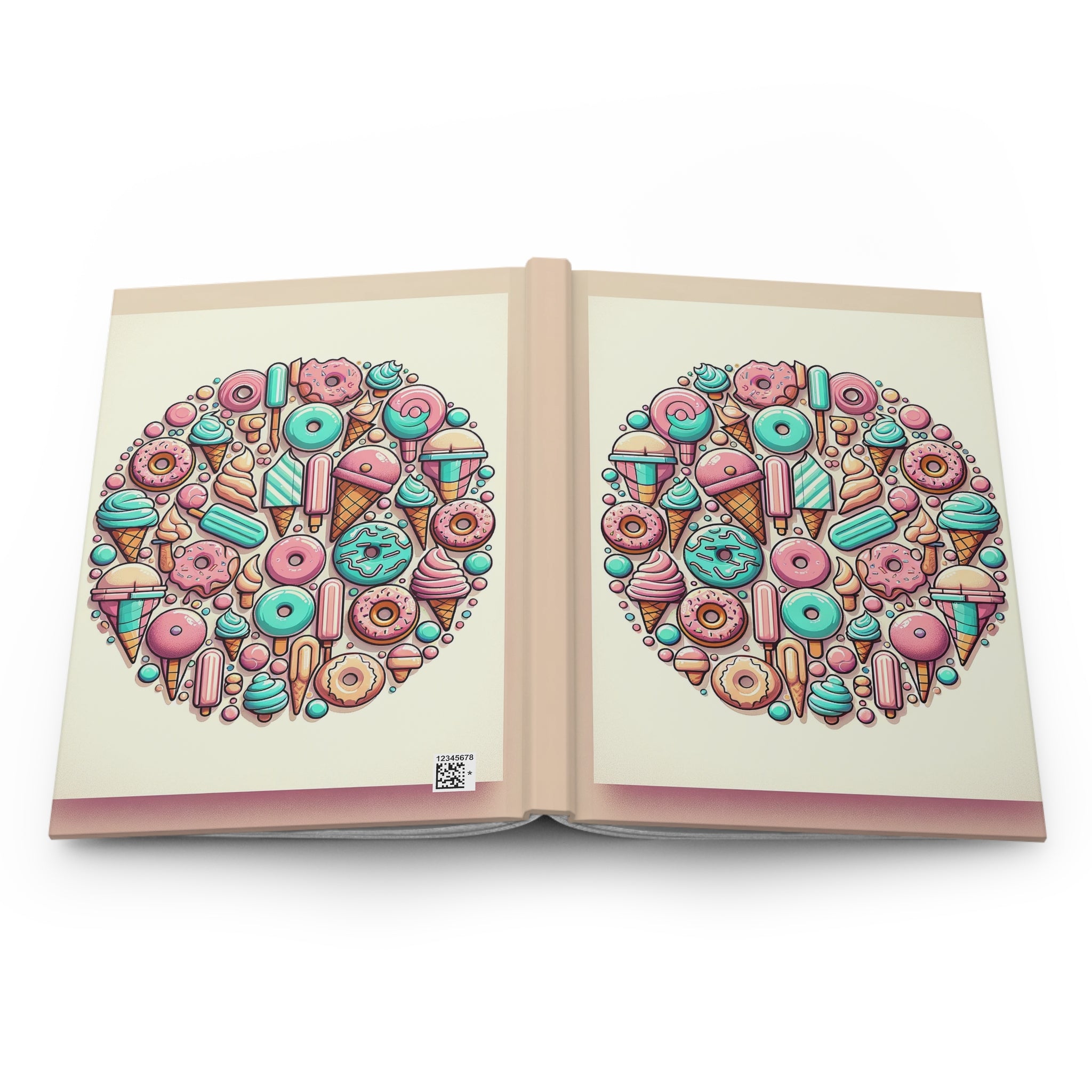 Circle of donuts and ice cream - Hardcover Notebook