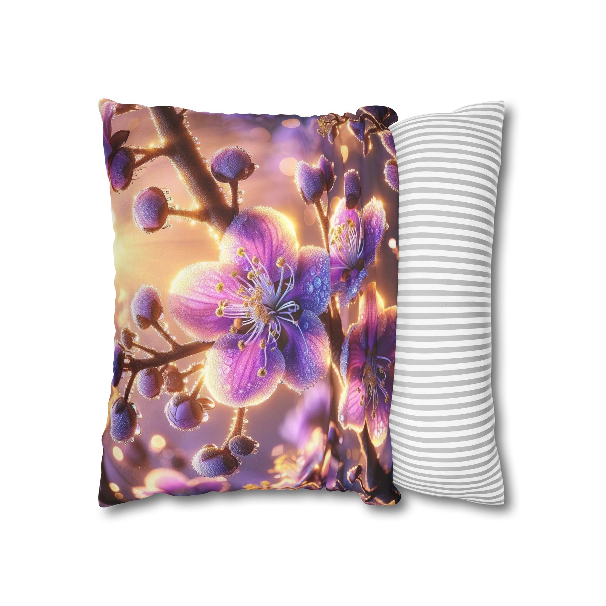 Purple diamond flowers (2) - Suede Square Pillowcase