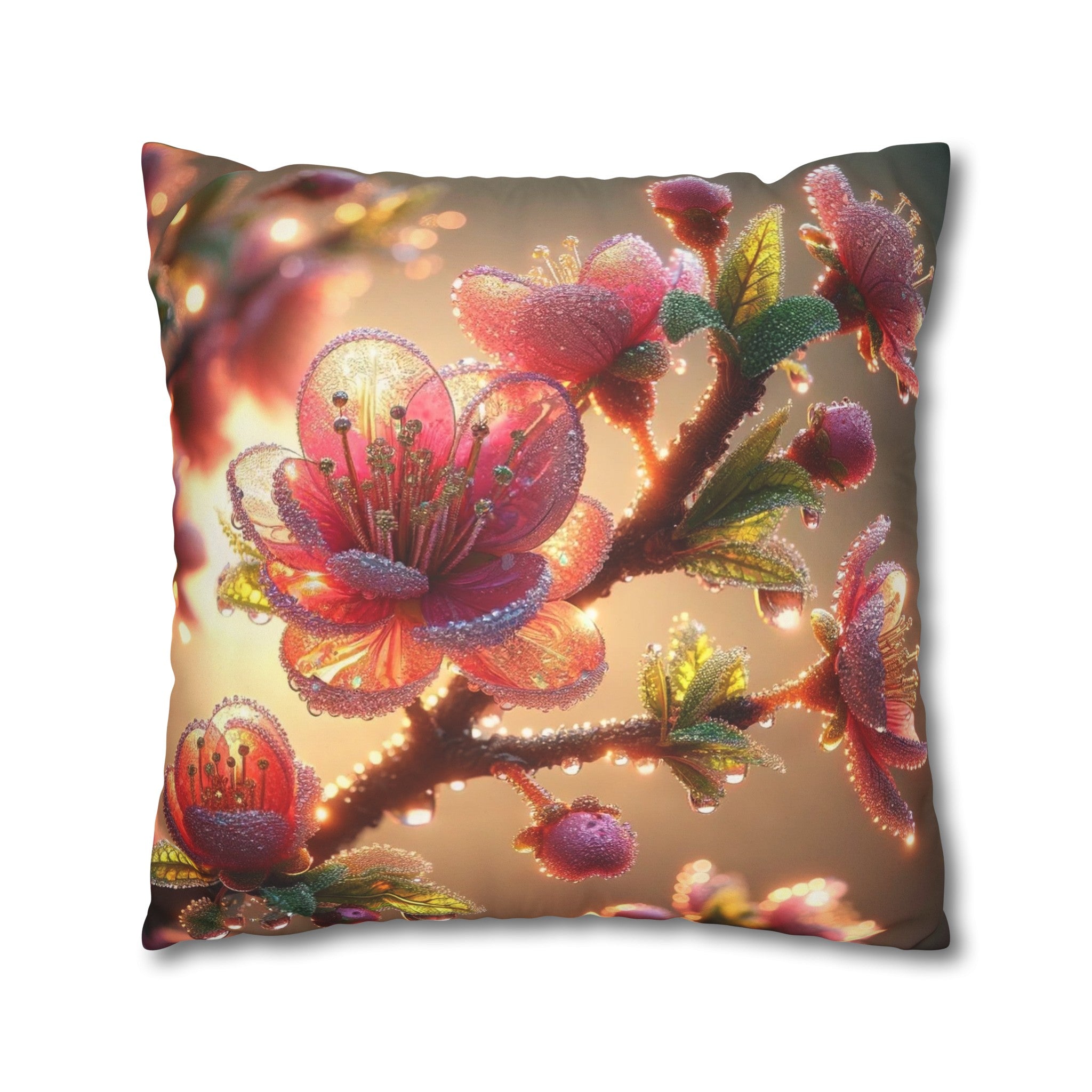 Pink diamond flowers (1) - Suede Square Pillowcase