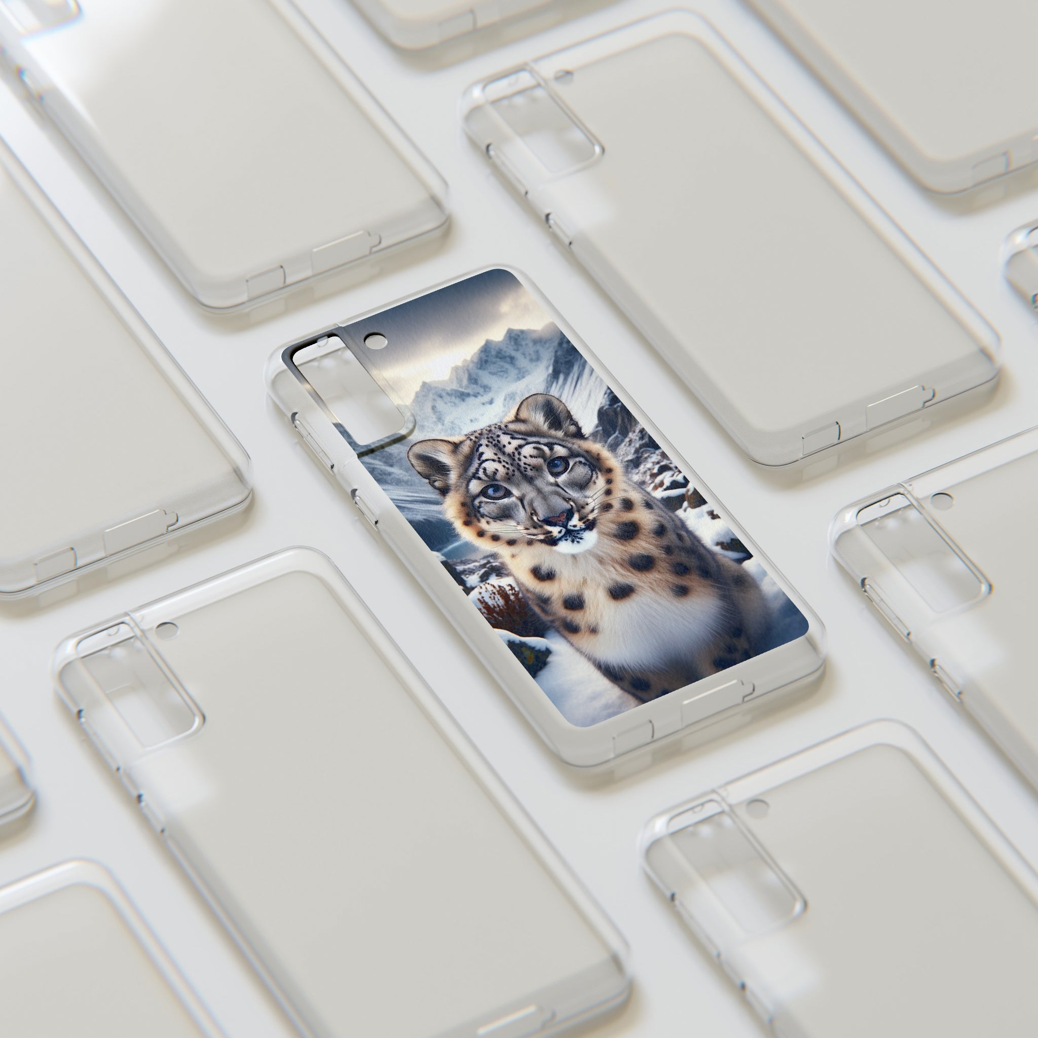 Curious Snow Leopard - Soft Phone Case