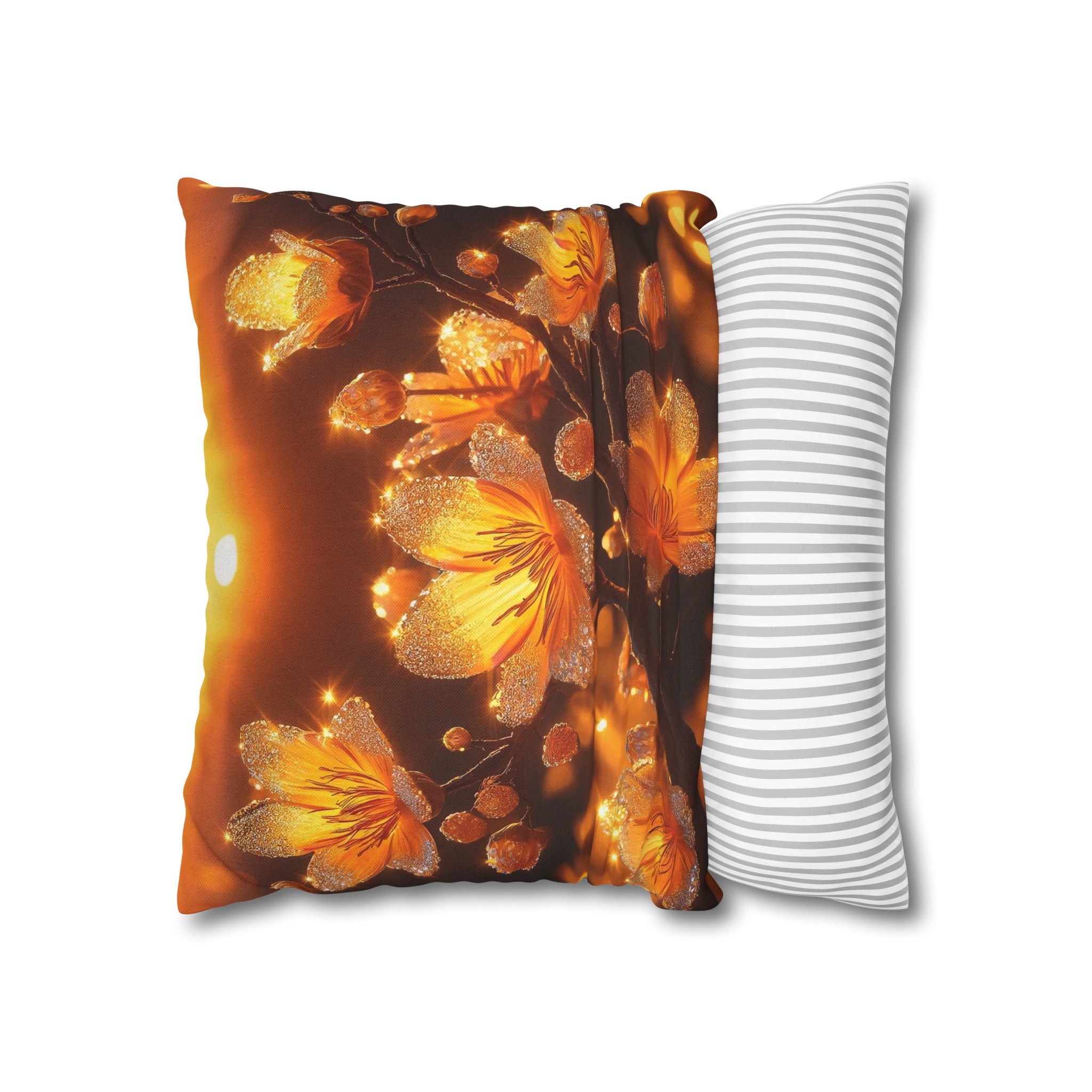 Yellow diamond flowers (3) - Polyester Square Pillowcase