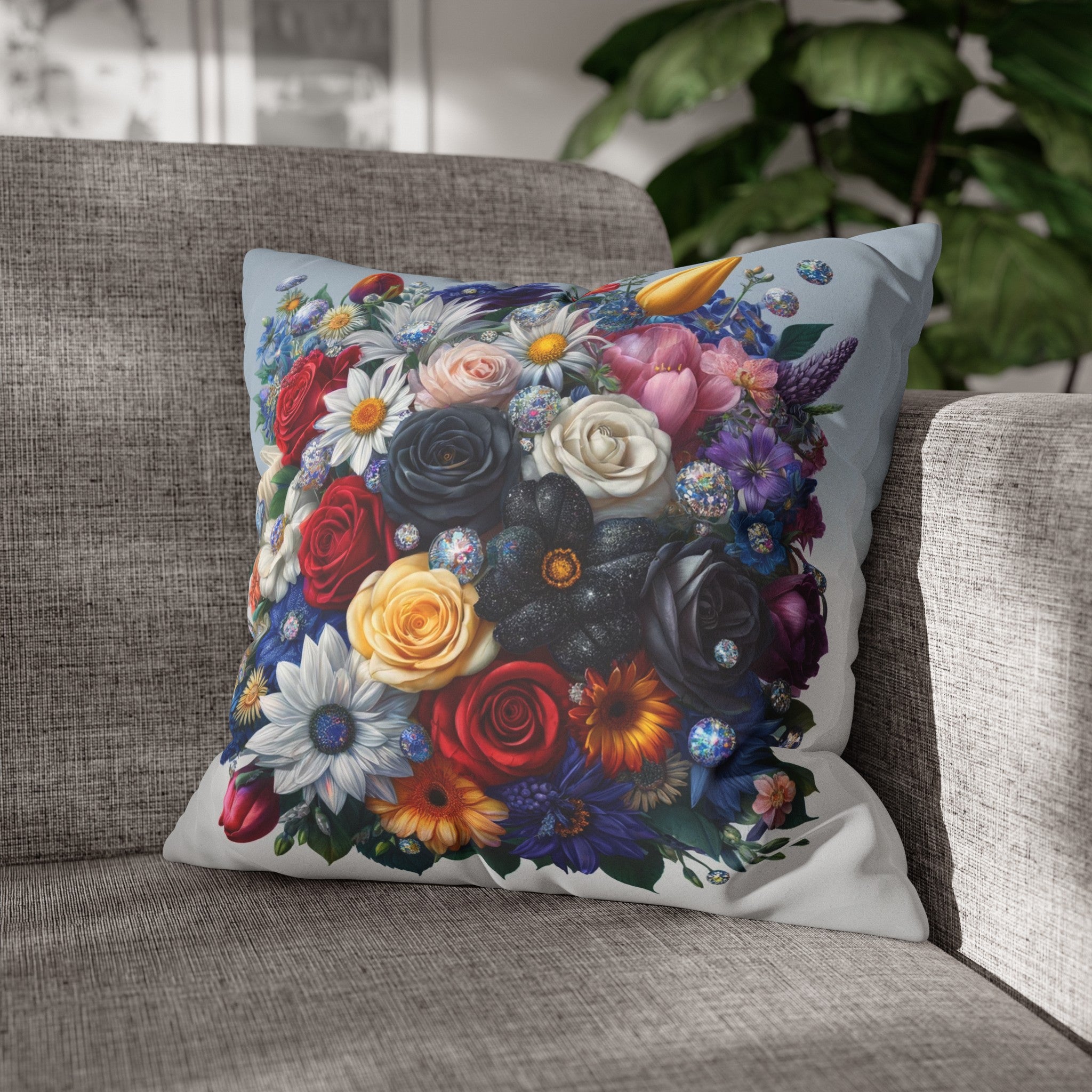 Colourful Bouquet (6) - Suede Square Pillowcase