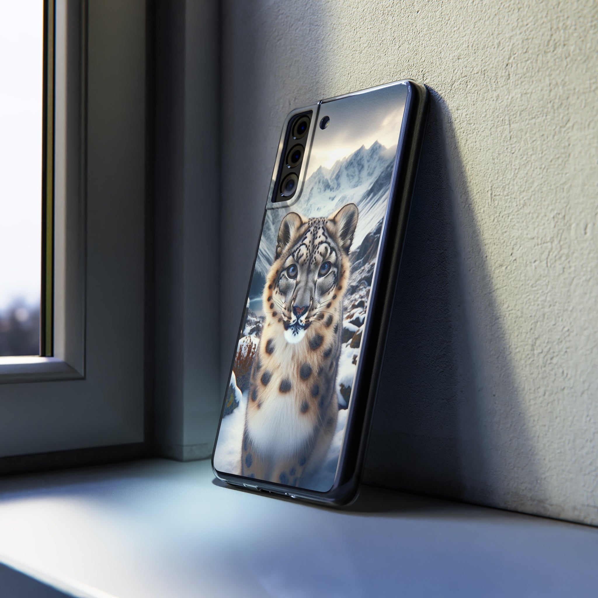 Curious Snow Leopard - Soft Phone Case