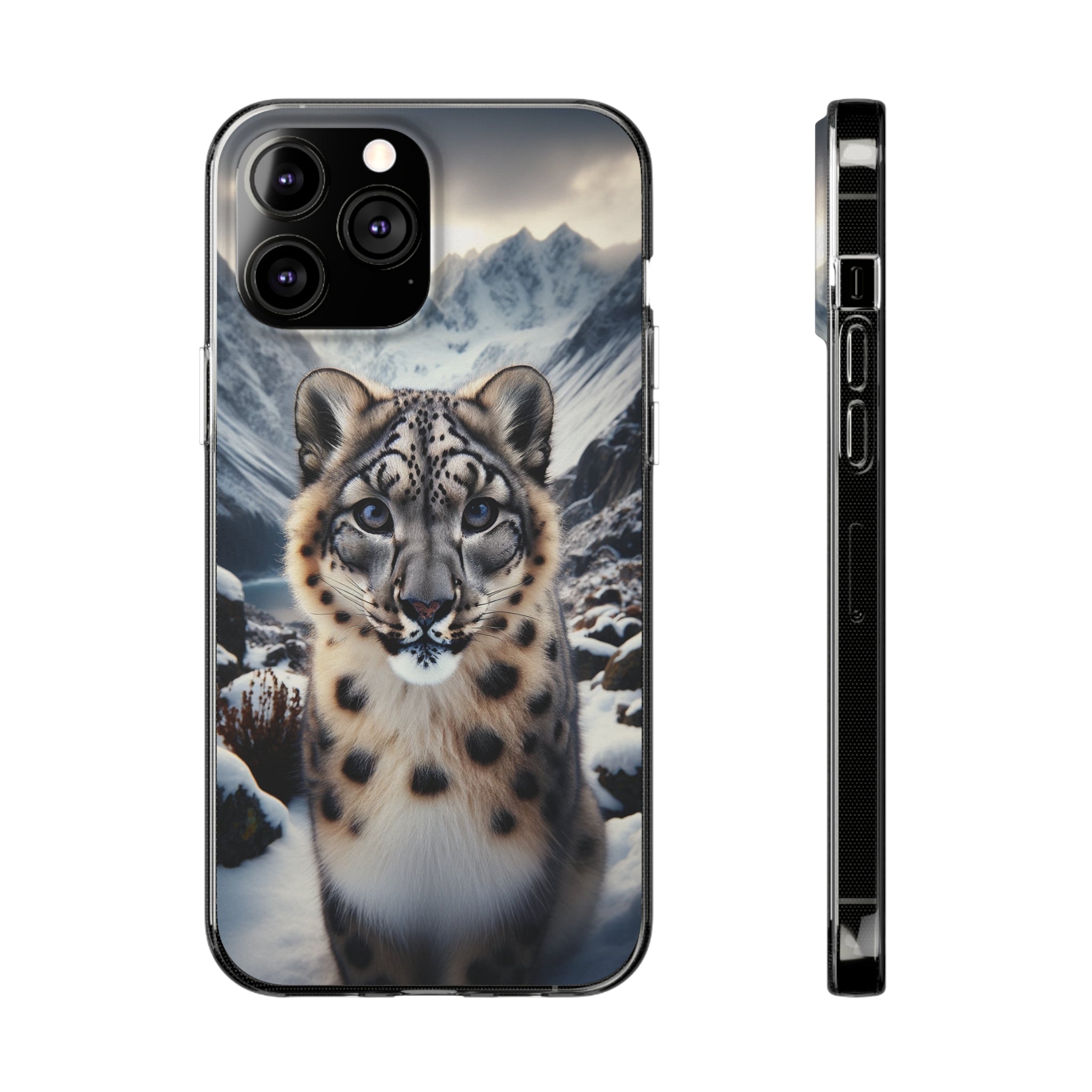 Curious Snow Leopard - Soft Phone Case