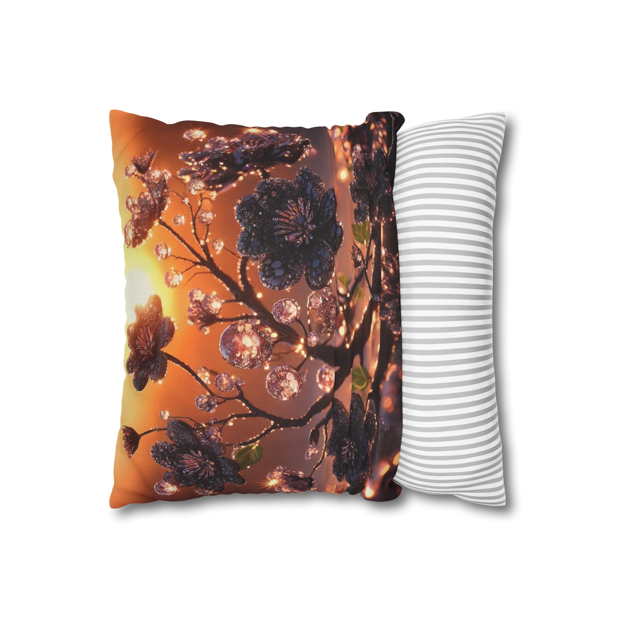 Black diamond flowers (2) - Polyester Square Pillowcase