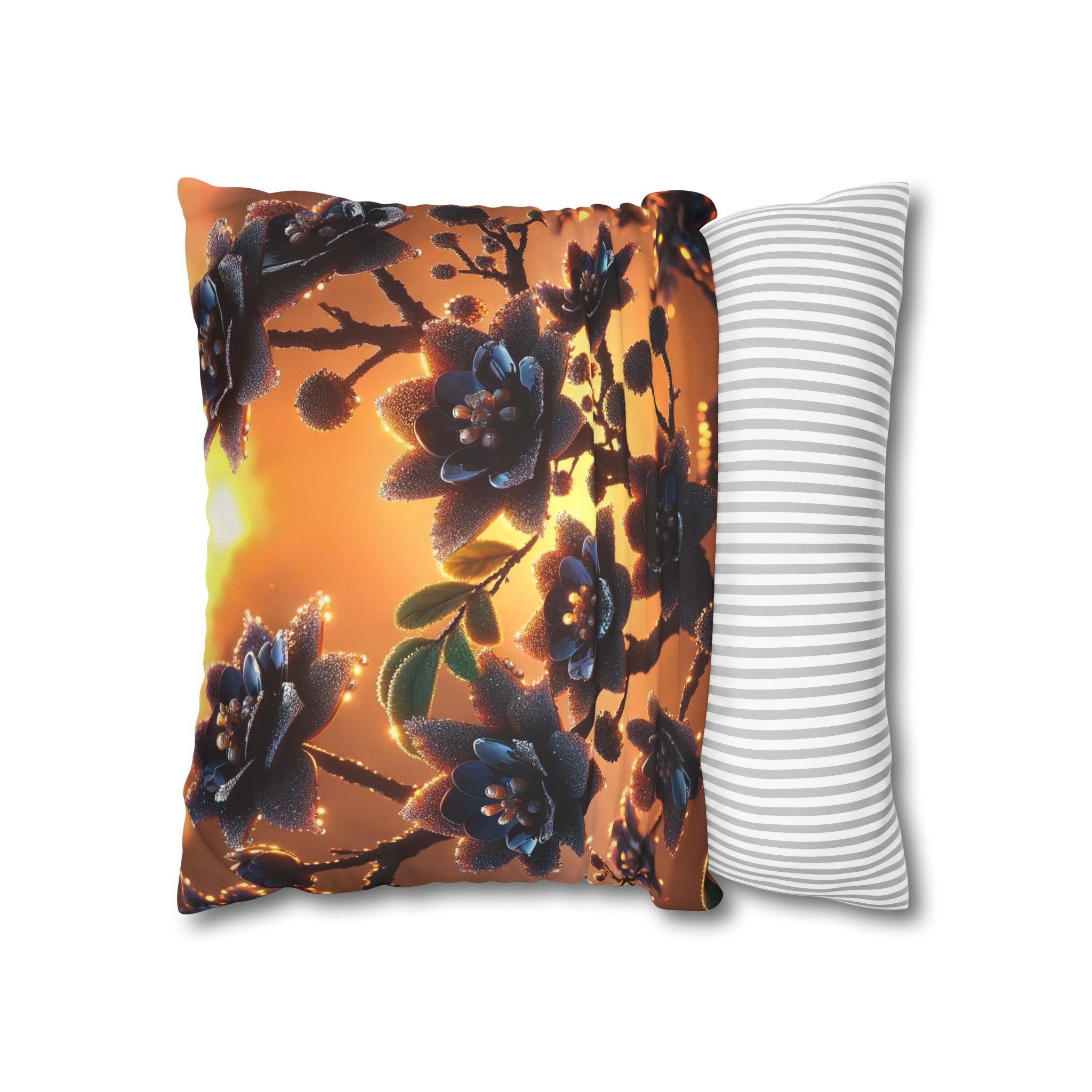 Black diamond flowers (3) - Suede Square Pillowcase