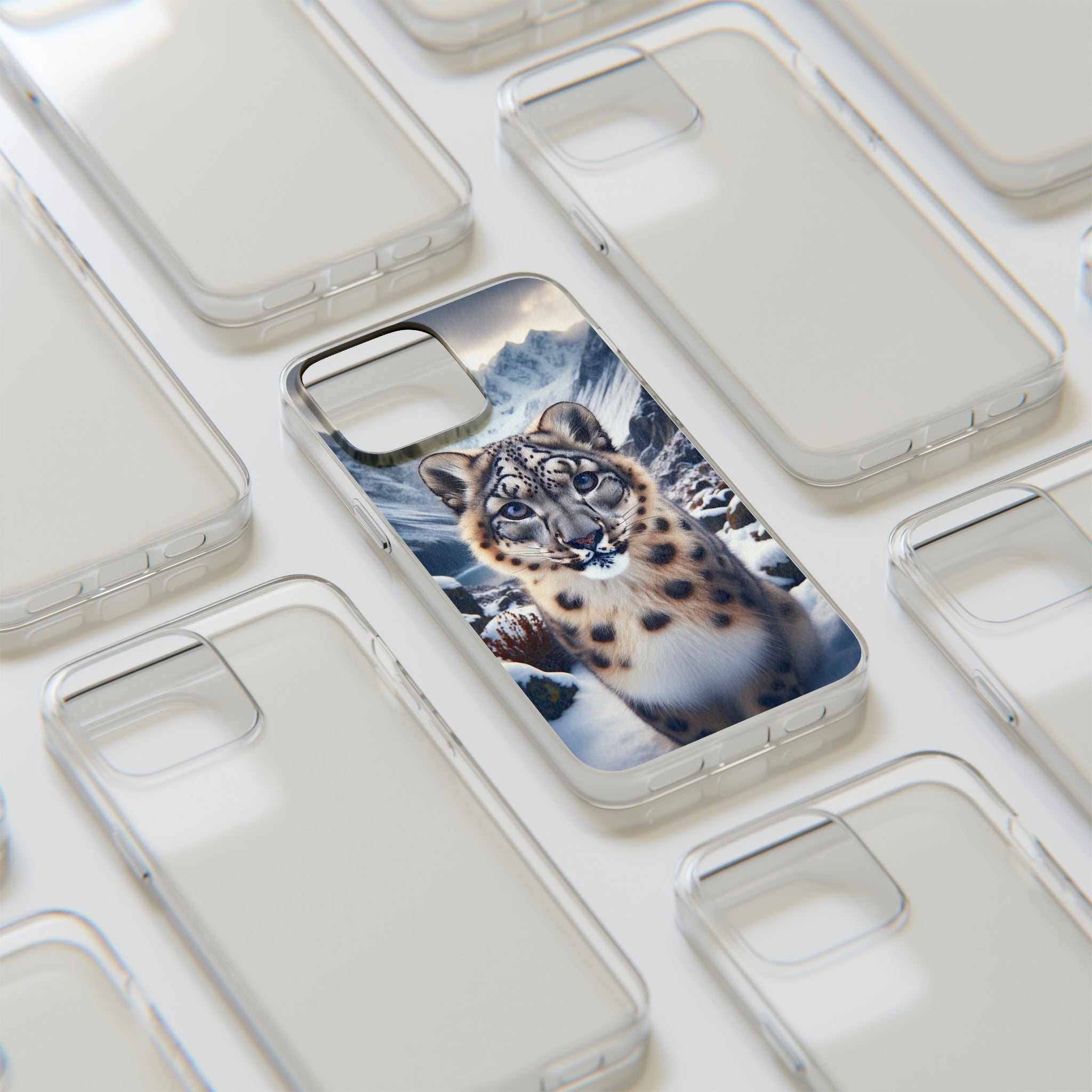 Curious Snow Leopard - Soft Phone Case