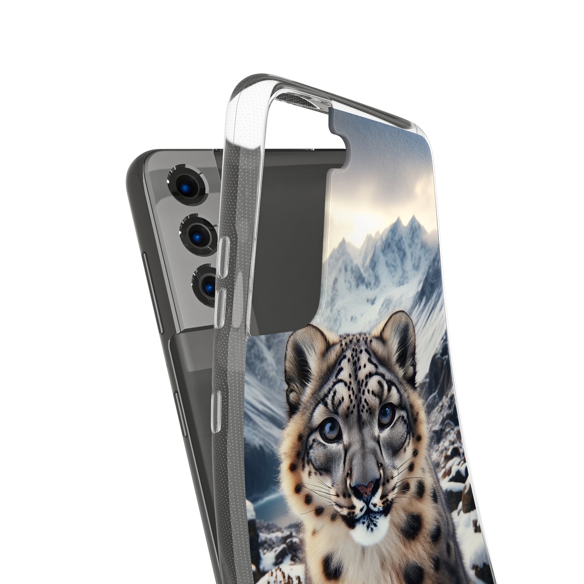 Curious Snow Leopard - Soft Phone Case