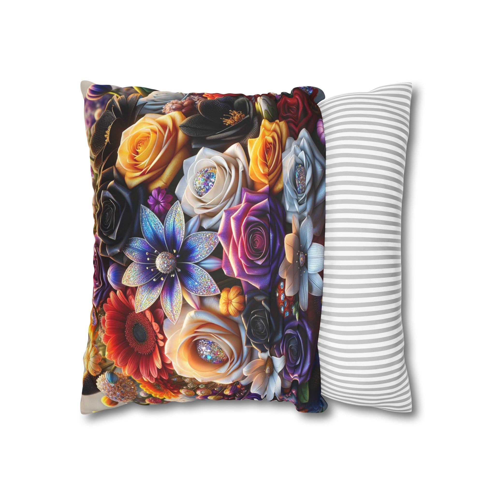 Colourful Bouquet (4) - Suede Square Pillowcase