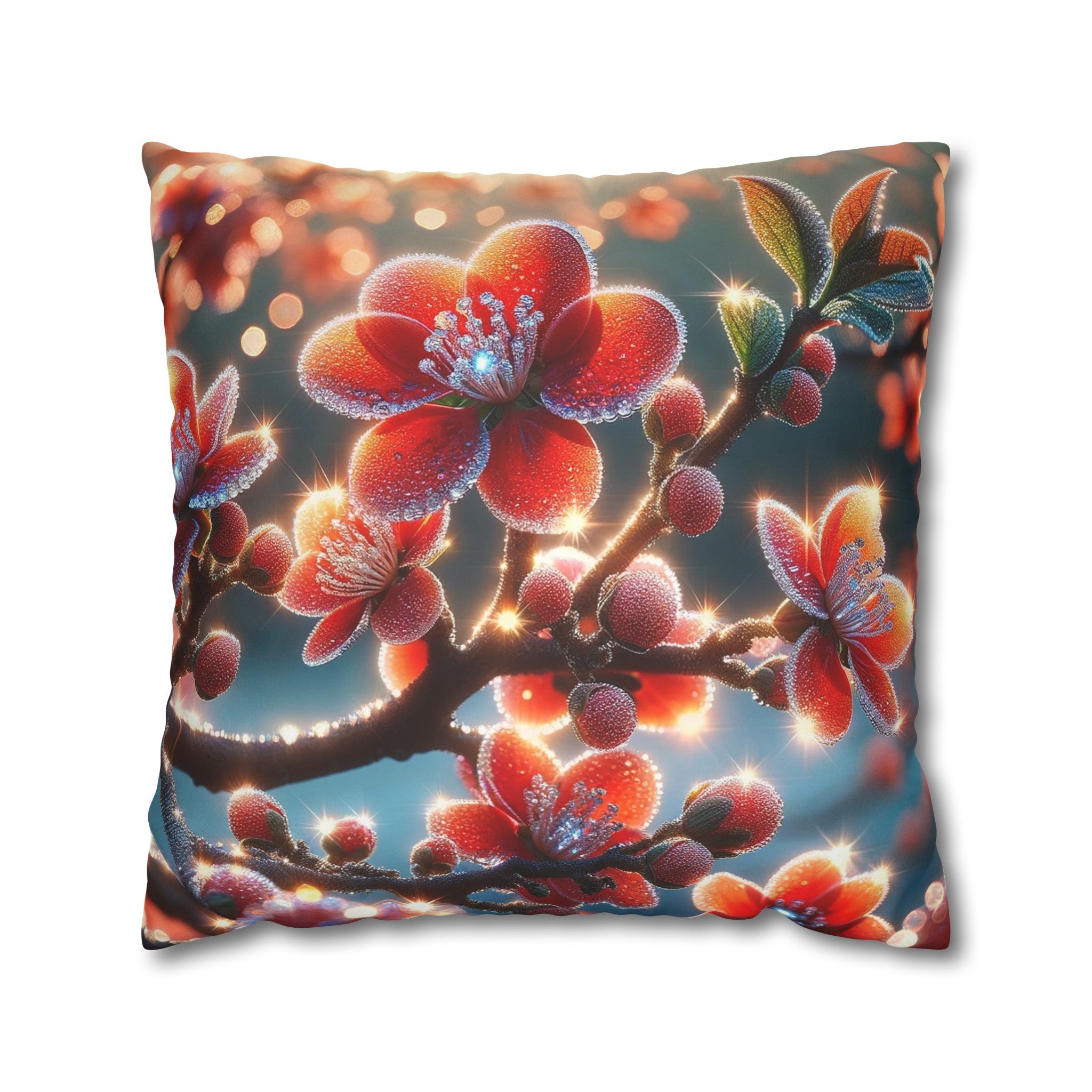 Red diamond flowers (3) - Suede Square Pillowcase