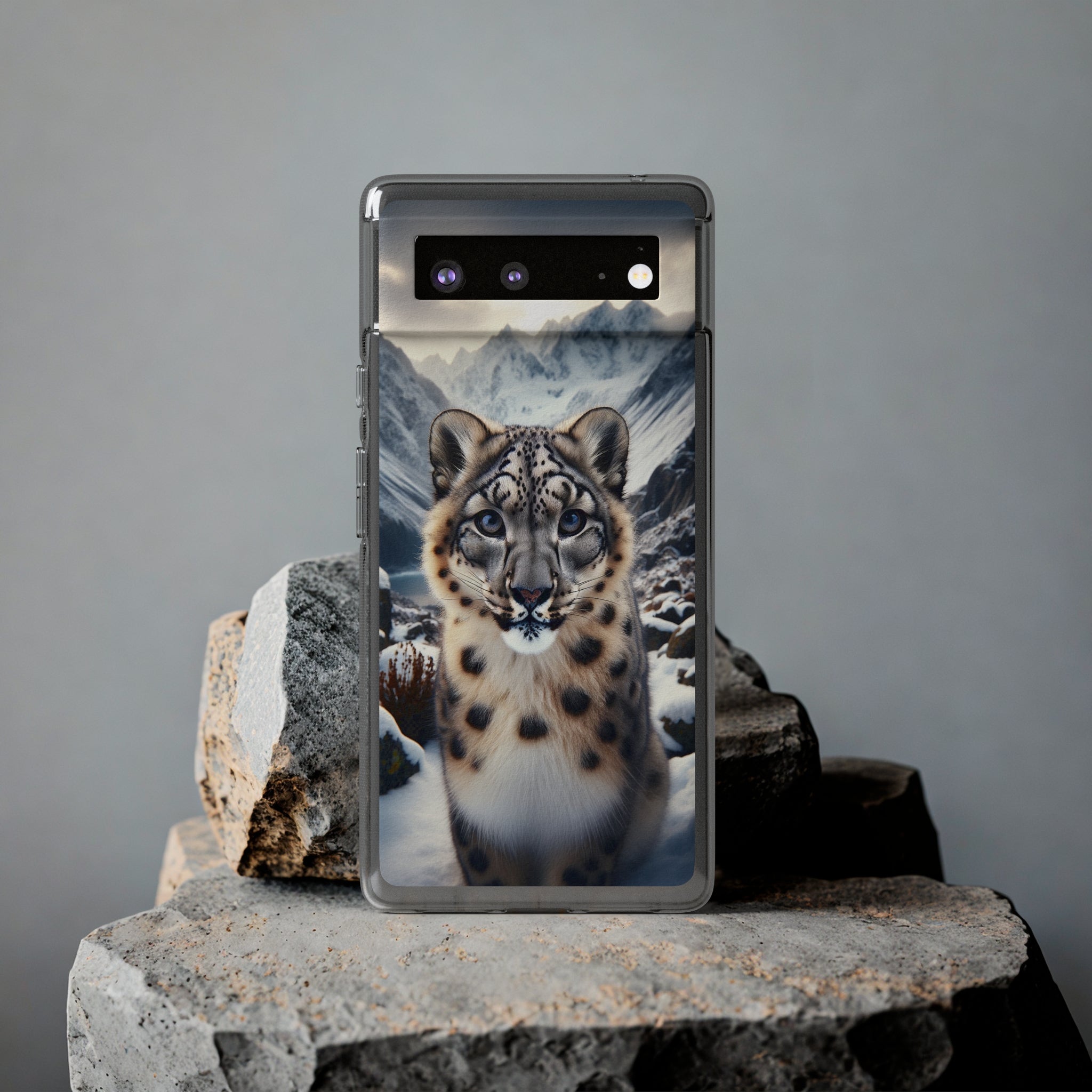 Curious Snow Leopard - Soft Phone Case