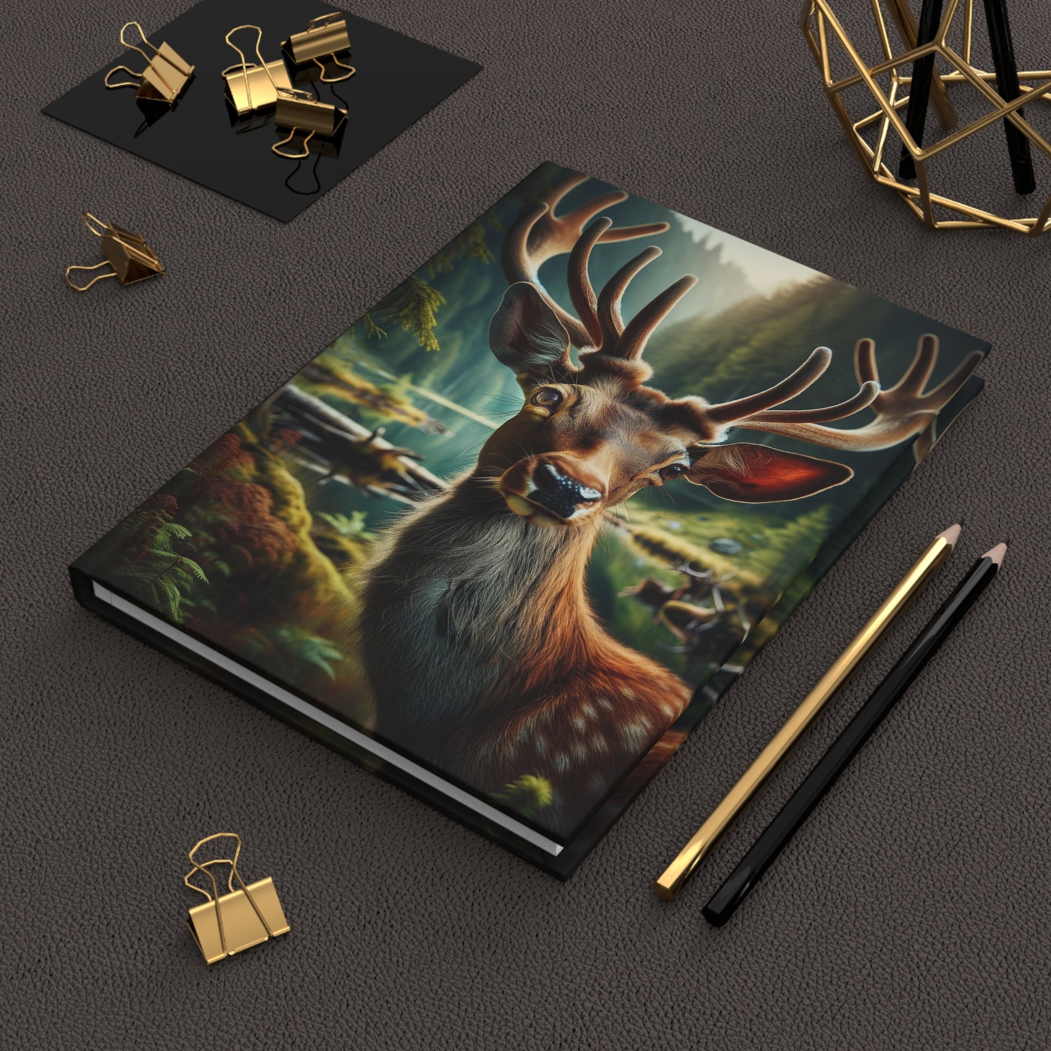 A curious deer - Hardcover Notebook