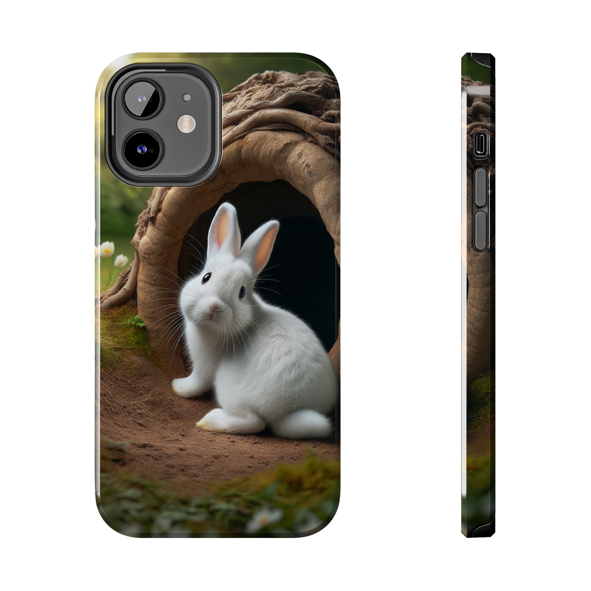 White curious rabbit - Tough Phone Case