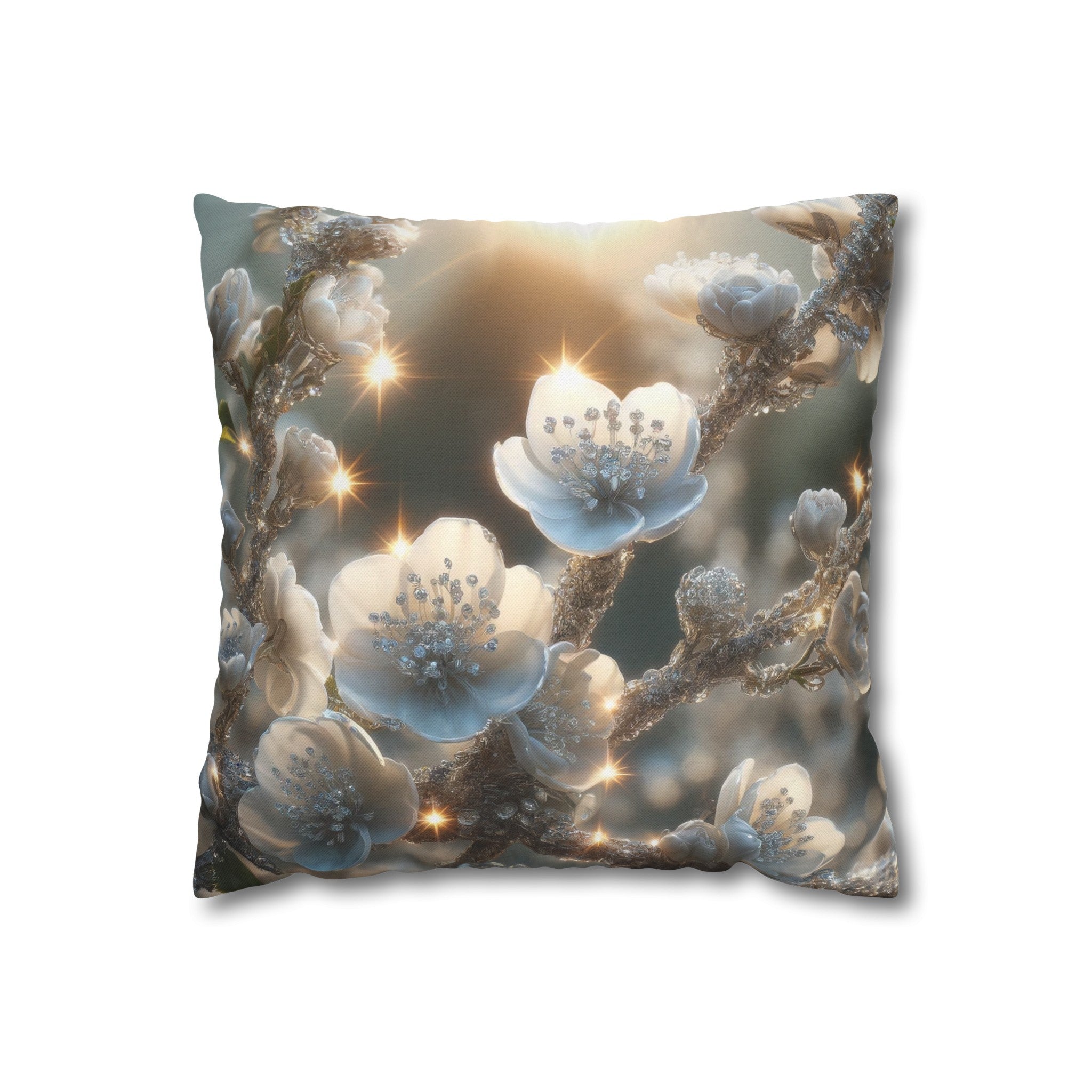 White diamond flowers (1) - Polyester Square Pillowcase