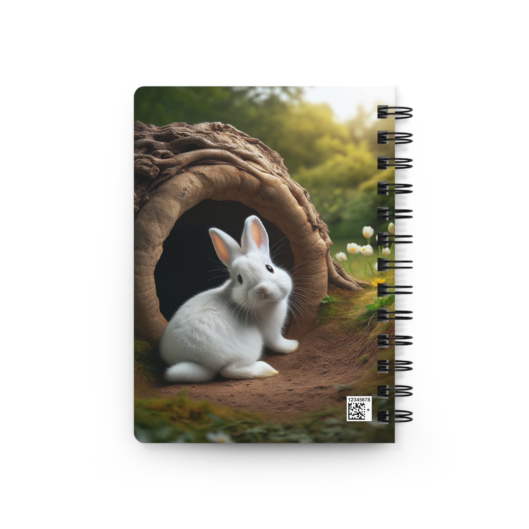 A curious, white rabbit - Spiral Notebook