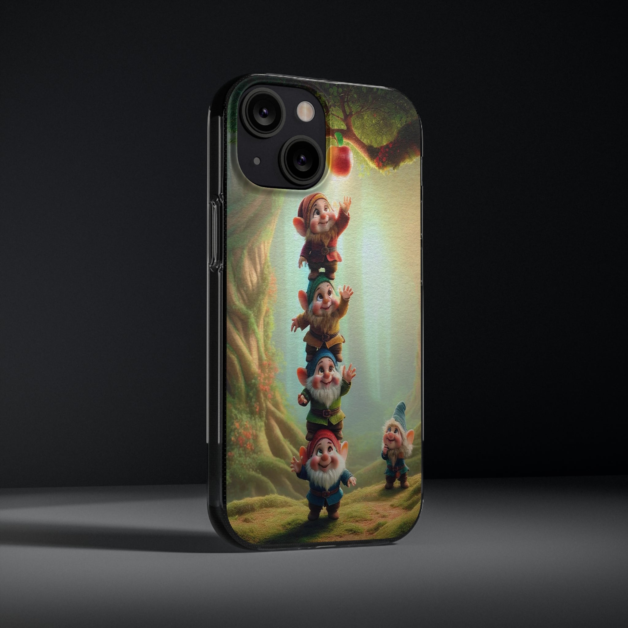 Gnomes reaching an apple - Soft Phone Case