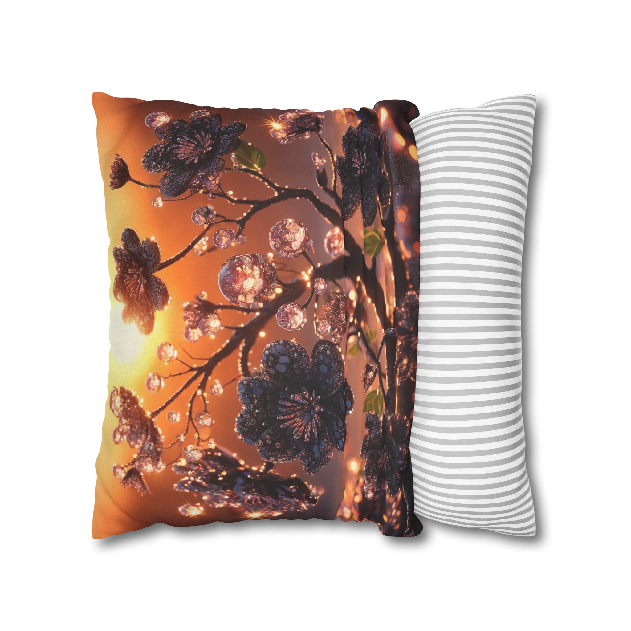 Black diamond flowers (2) - Suede Square Pillowcase