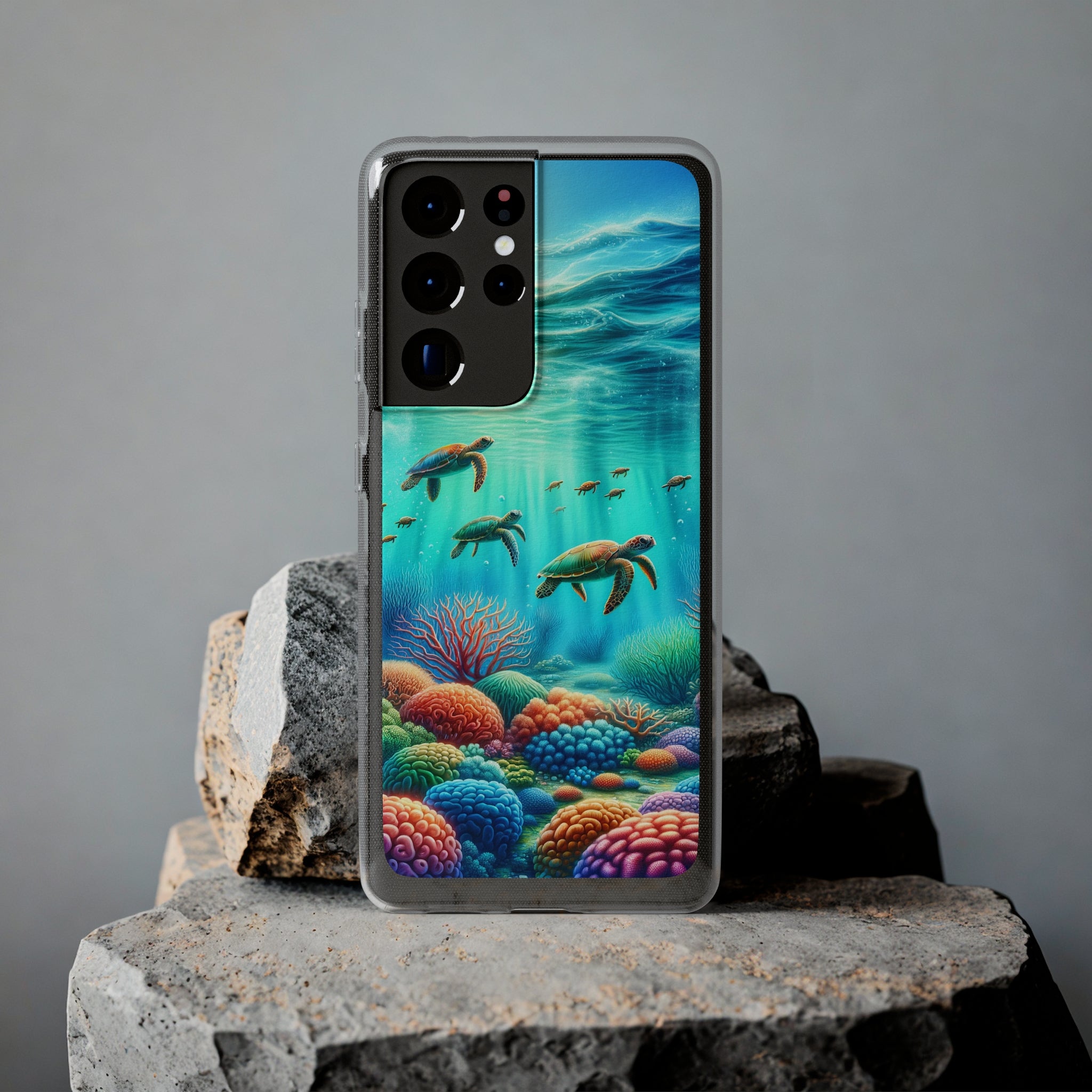 Turtles and coral reef - Soft Phone Case