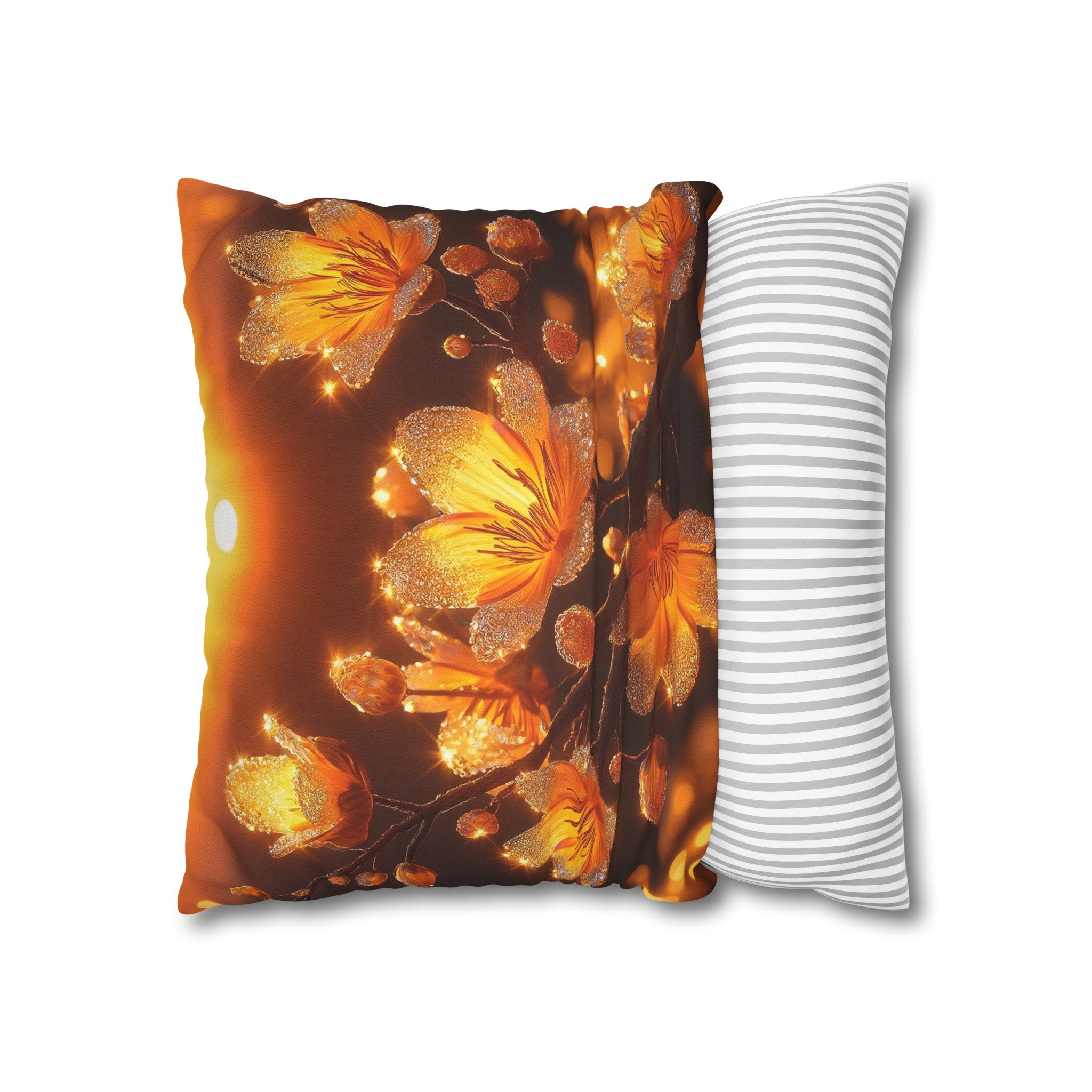 Yellow diamond flowers (3) - Polyester Square Pillowcase