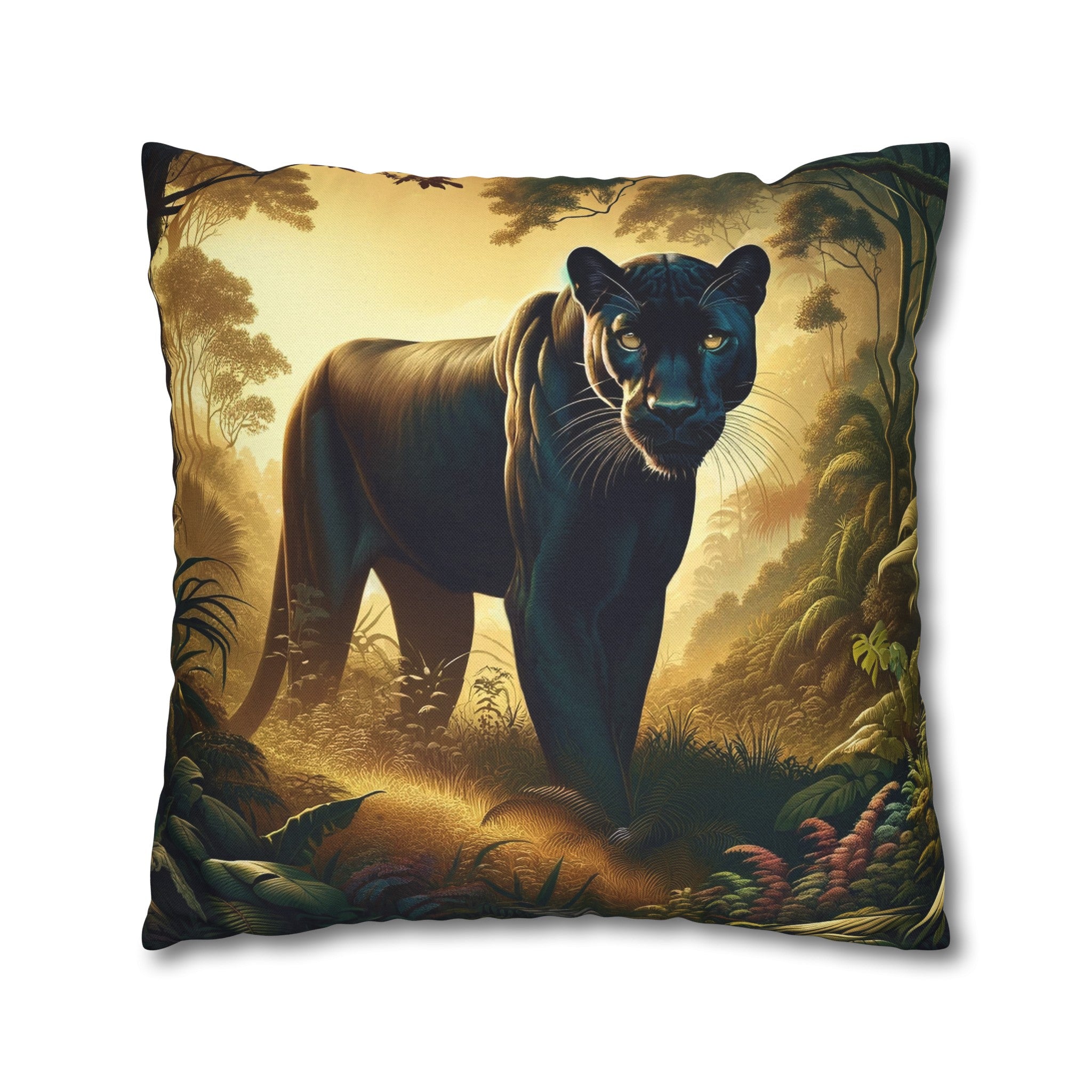 A Tiger walking in the jungle - Spun Polyester Square Pillowcase