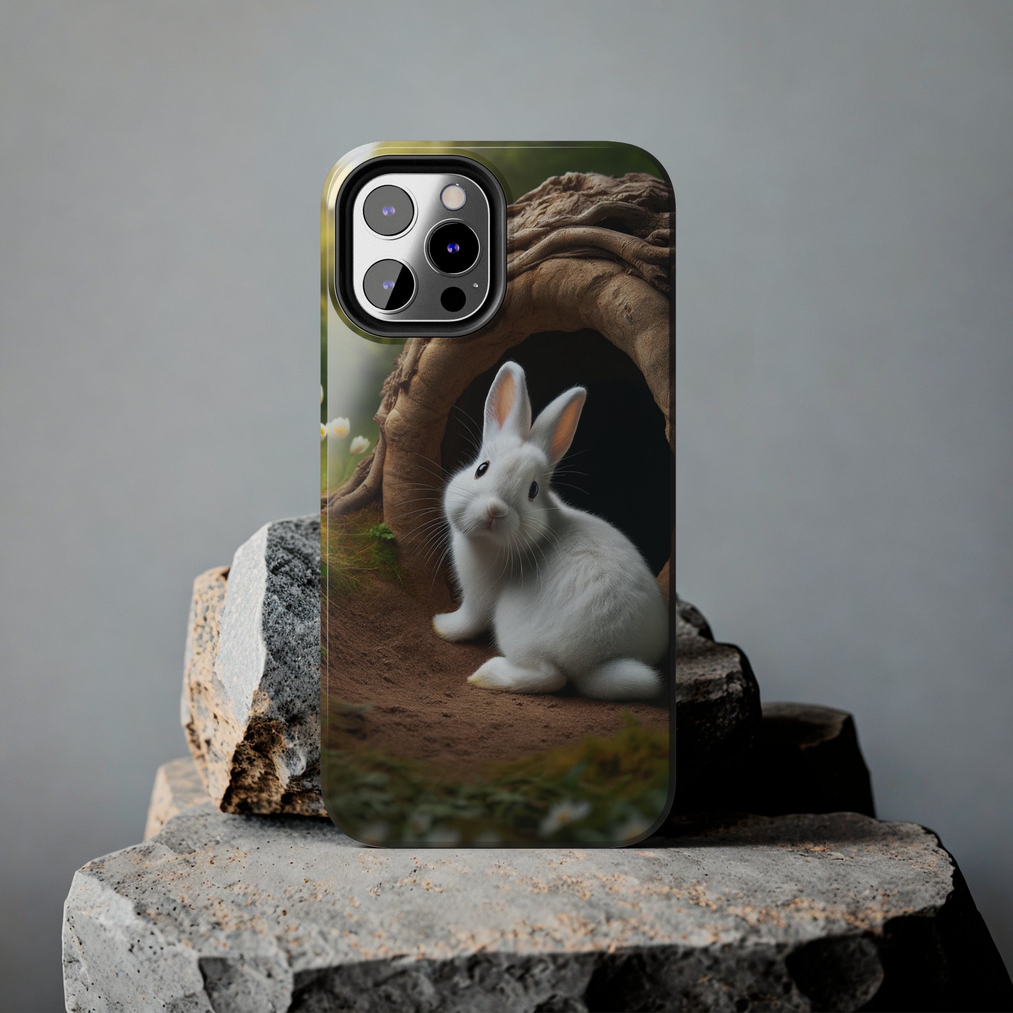 White curious rabbit - Tough Phone Case